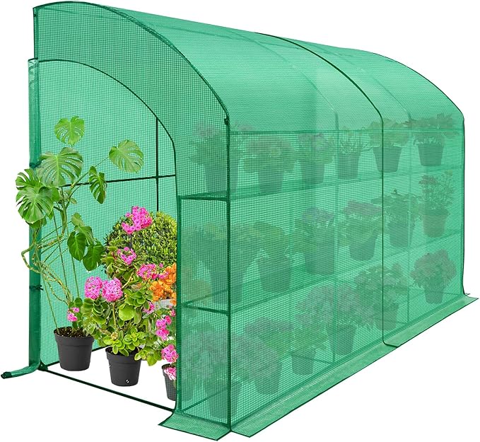 EAGLE PEAK 3 Tier Lean to Portable Greenhouse, Heavy-Duty Indoor & Outdoor Garden with Wire