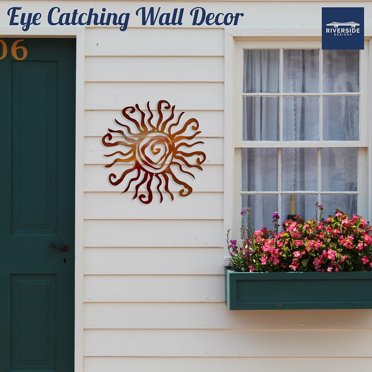 Riverside Designs Wacky Sun Metal Wall Art Indoor/Outdoor Decor - 30" Copper Rust Proof Wall