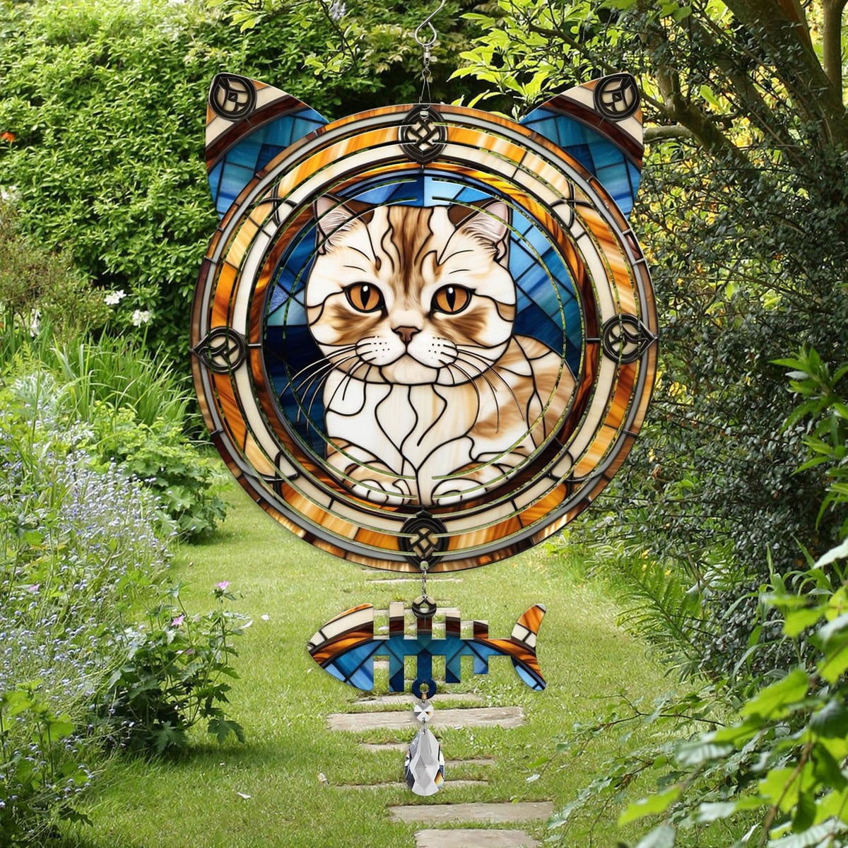 Scottish Cat Wind Spinner, Scottish Cat Wind Spinner Hanging for Yard and Garden