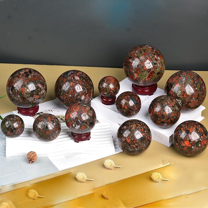 JIC Gem Large Brazilian Red Agate Crystal Sphere Gemstone Sphere Red Healing Crystal Ball with