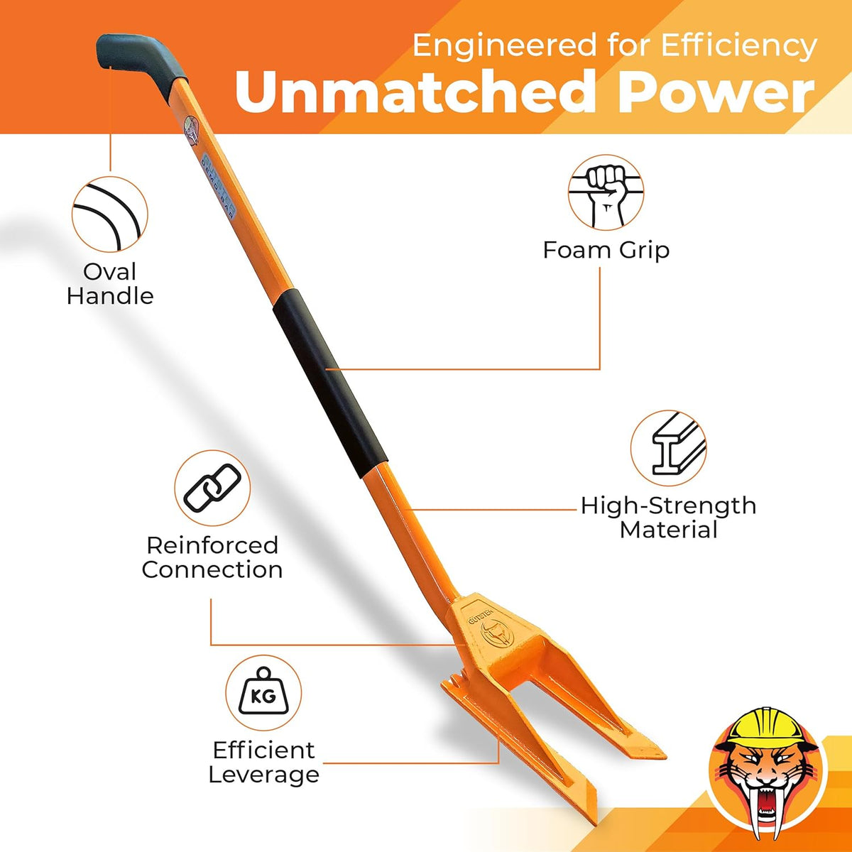 48” Oval Handle Demolition Bar – Ceiling/Wall Demo Bar - Versatile Multi Tool - For Home