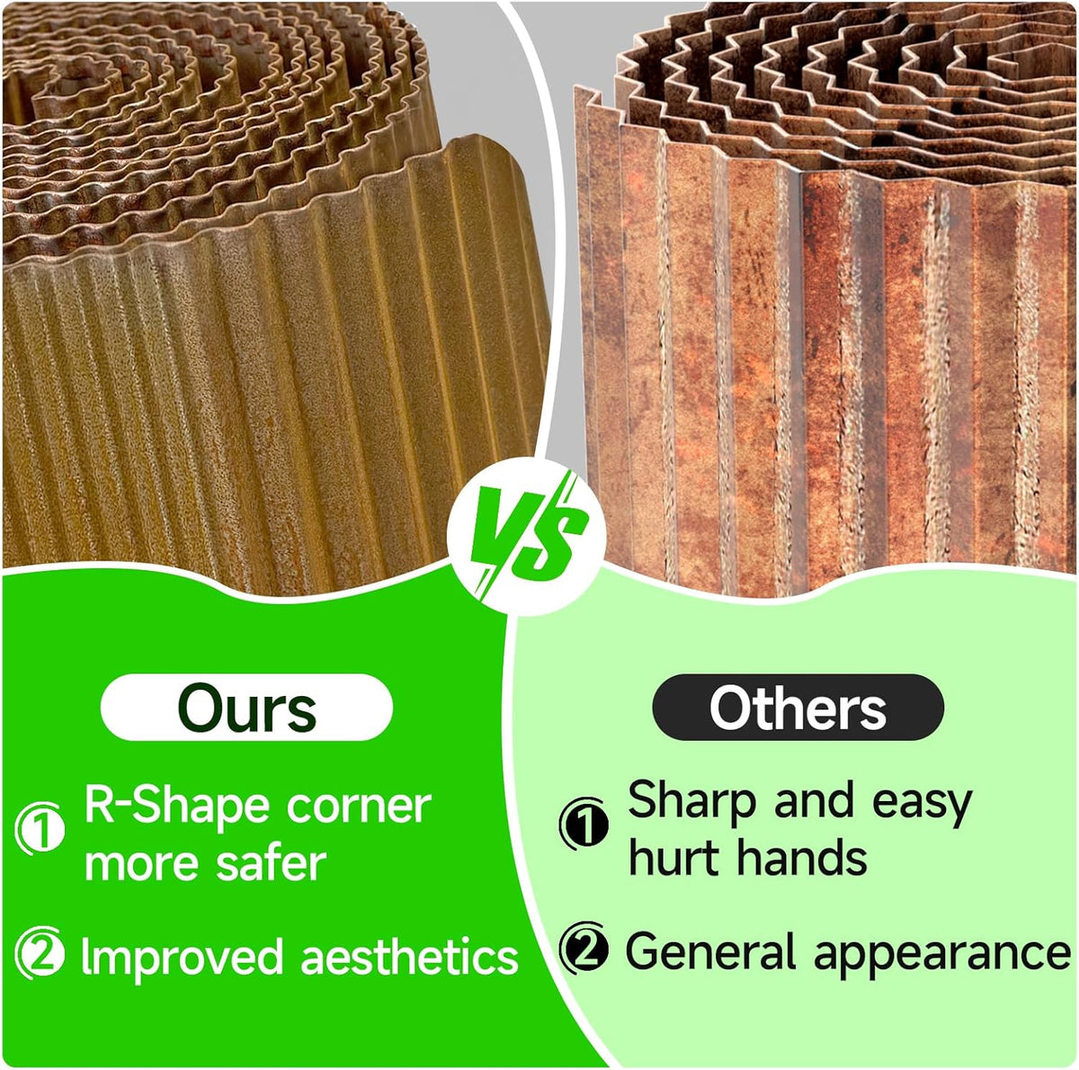 Corrugated Garden Edging, 10"×10Ft Pre-Rusted Landscape Edging & Lawn Edging Border, Metal Garden