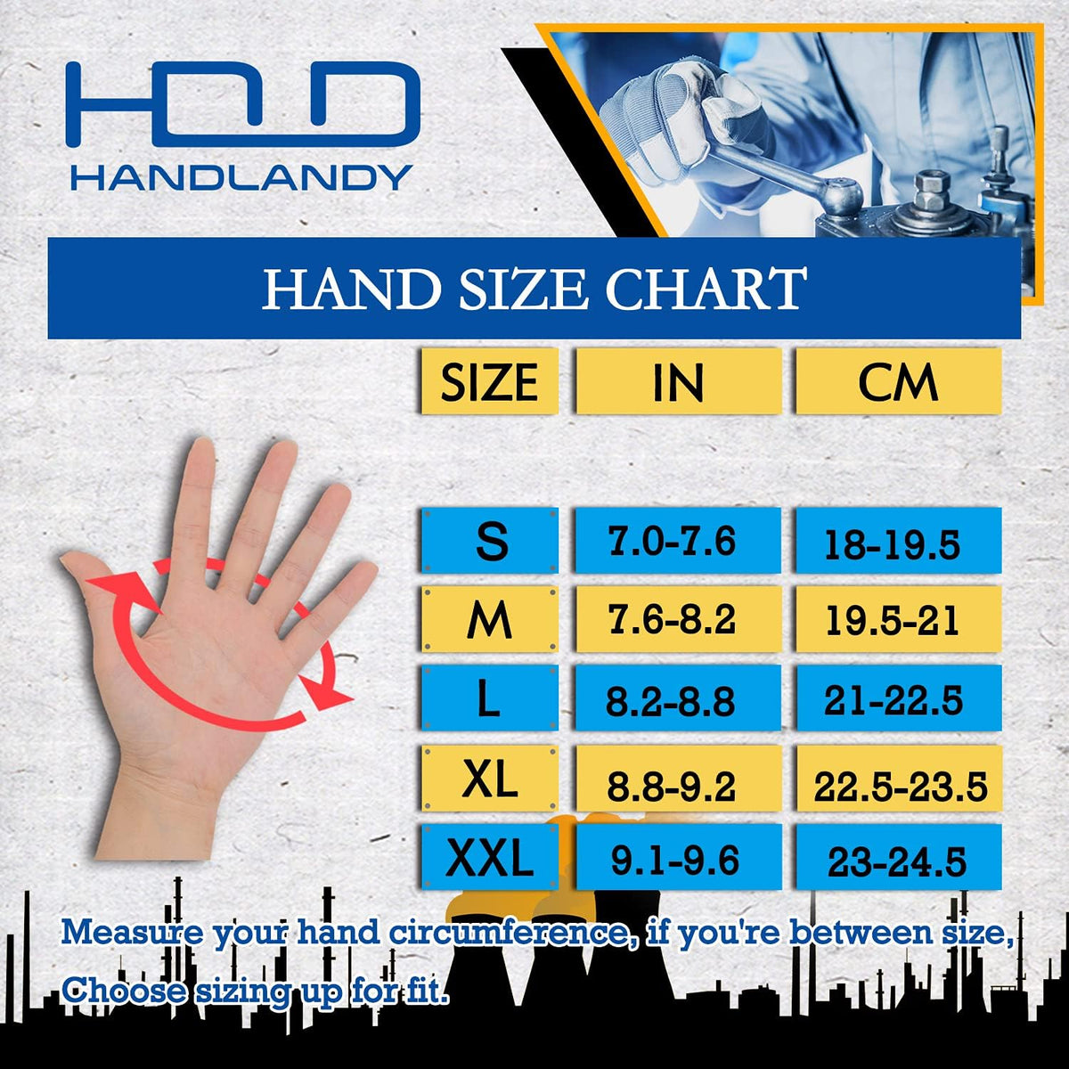 HANDLANDY Men Leather Gardening Gloves, Utility Work Gloves for Mechanics, Construction, Driver