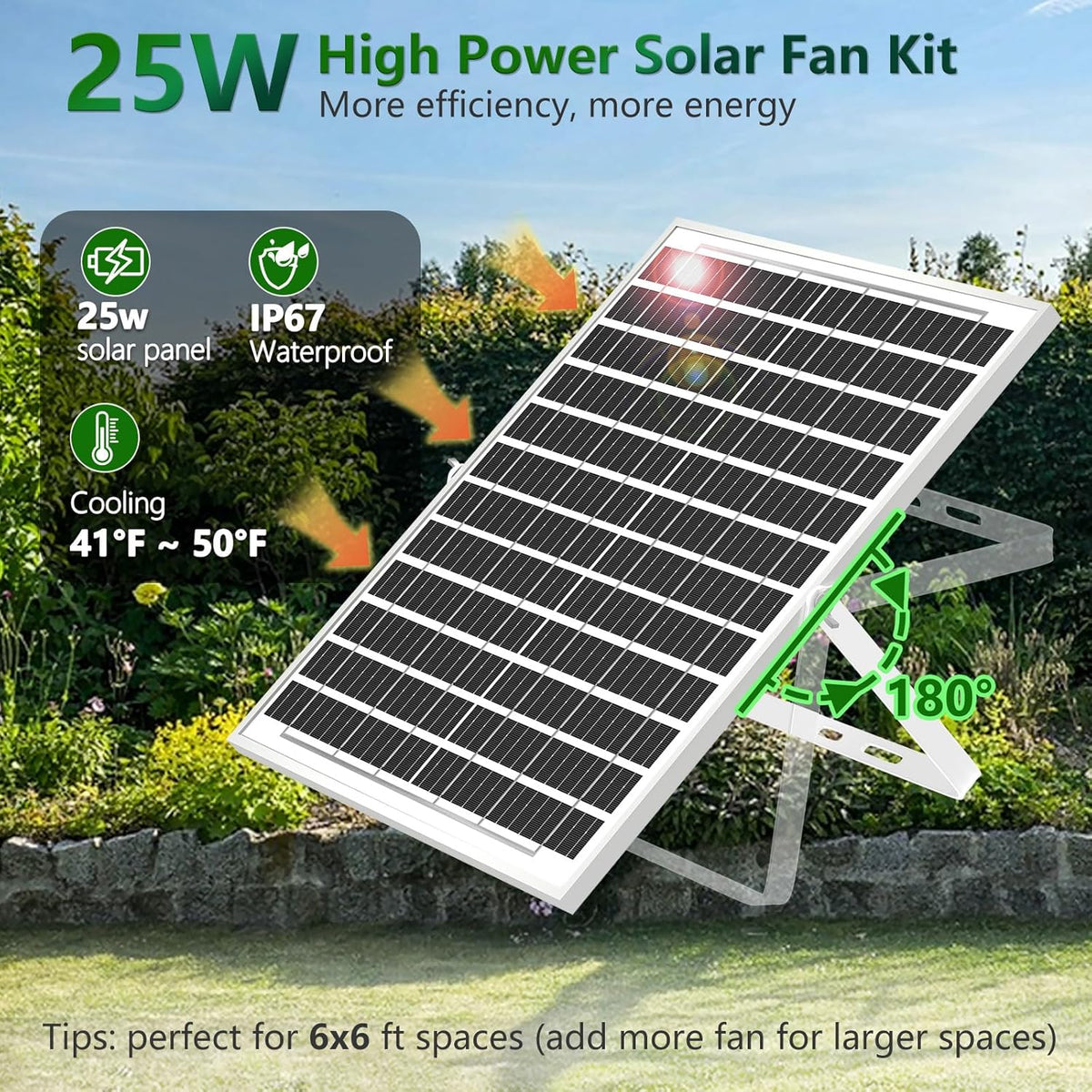 25W Solar Fan for Chicken Coop with Battery, Solar Exhaust Fan for Shed & Greenhouse, 3 Modes