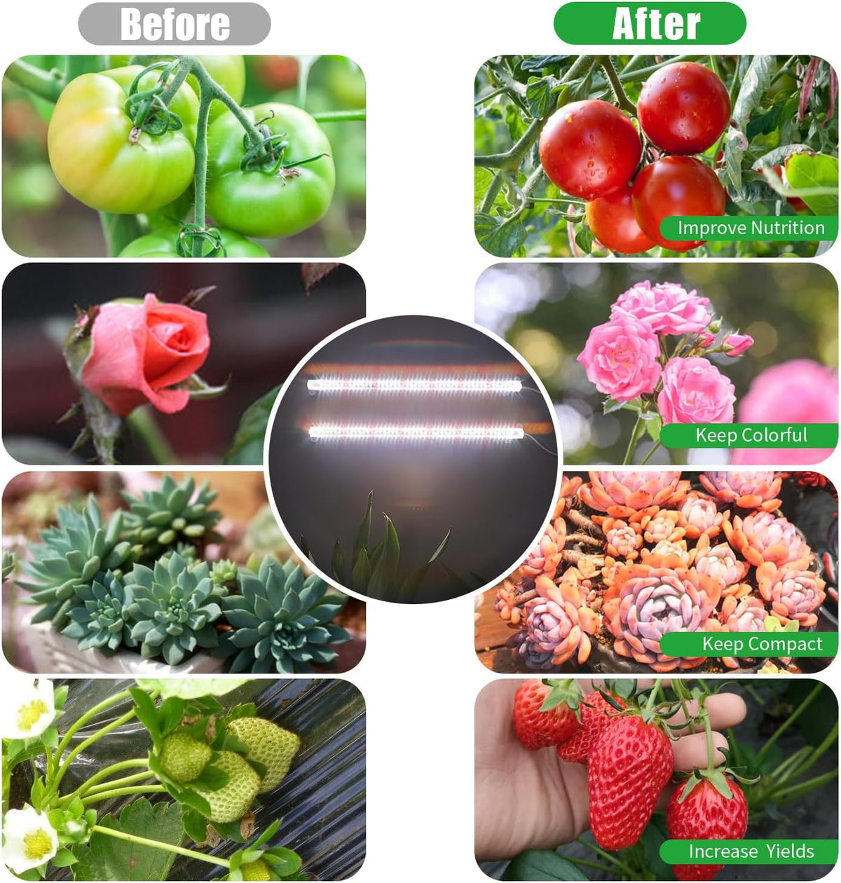 16‘’ LED Grow Light Strips for Indoor Plants,Full Spectrum 120 LEDs with 4 Install Methods