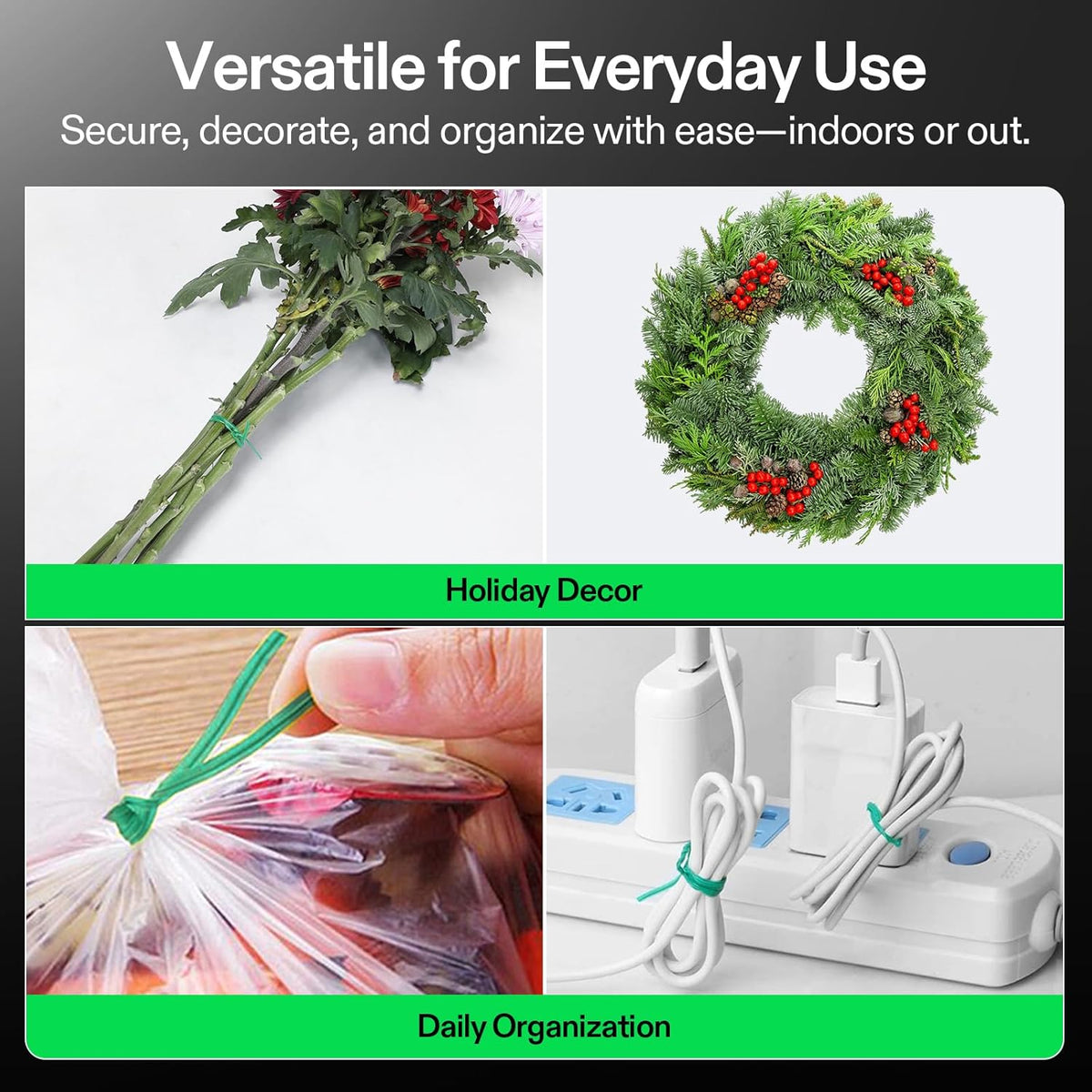 VIVOSUN Twist Ties, 328 ft (100m) PE-Coated Green Plant Ties with Cutter, Reusable & Flexible