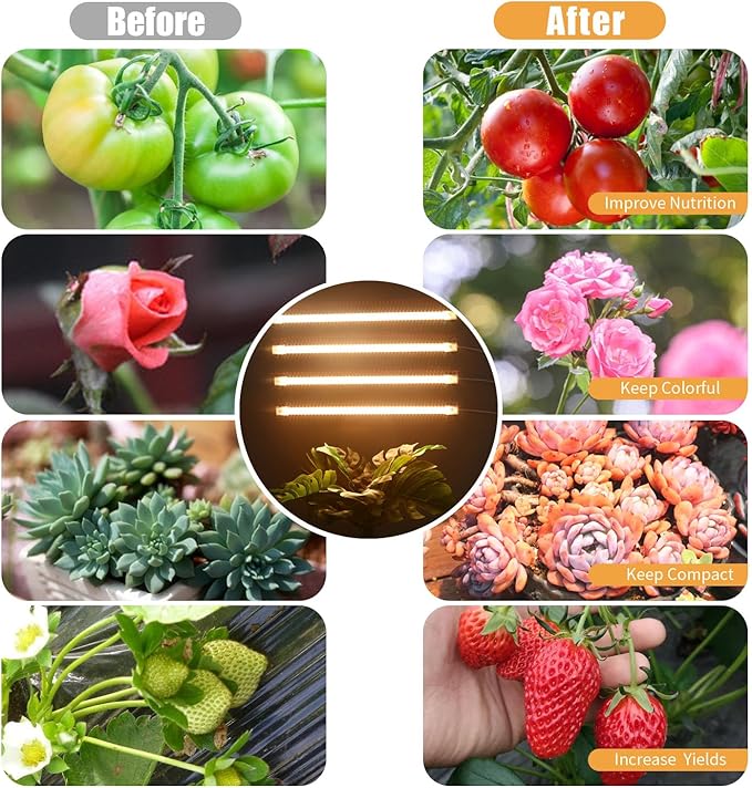 LED Plant Grow lamp, 3500K Full Spectrum Growing Light Strips for Indoor Small Plants with 3/9/12H