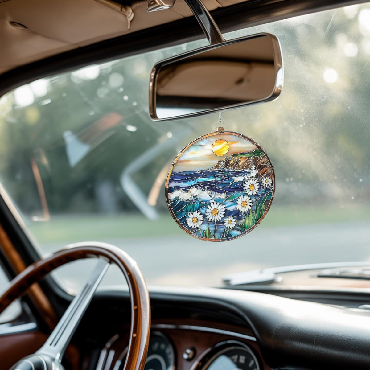 Coastal Sea Waves Acrylic Suncatcher Stained Glass Effect Window Car Hanging Christmas Ornament