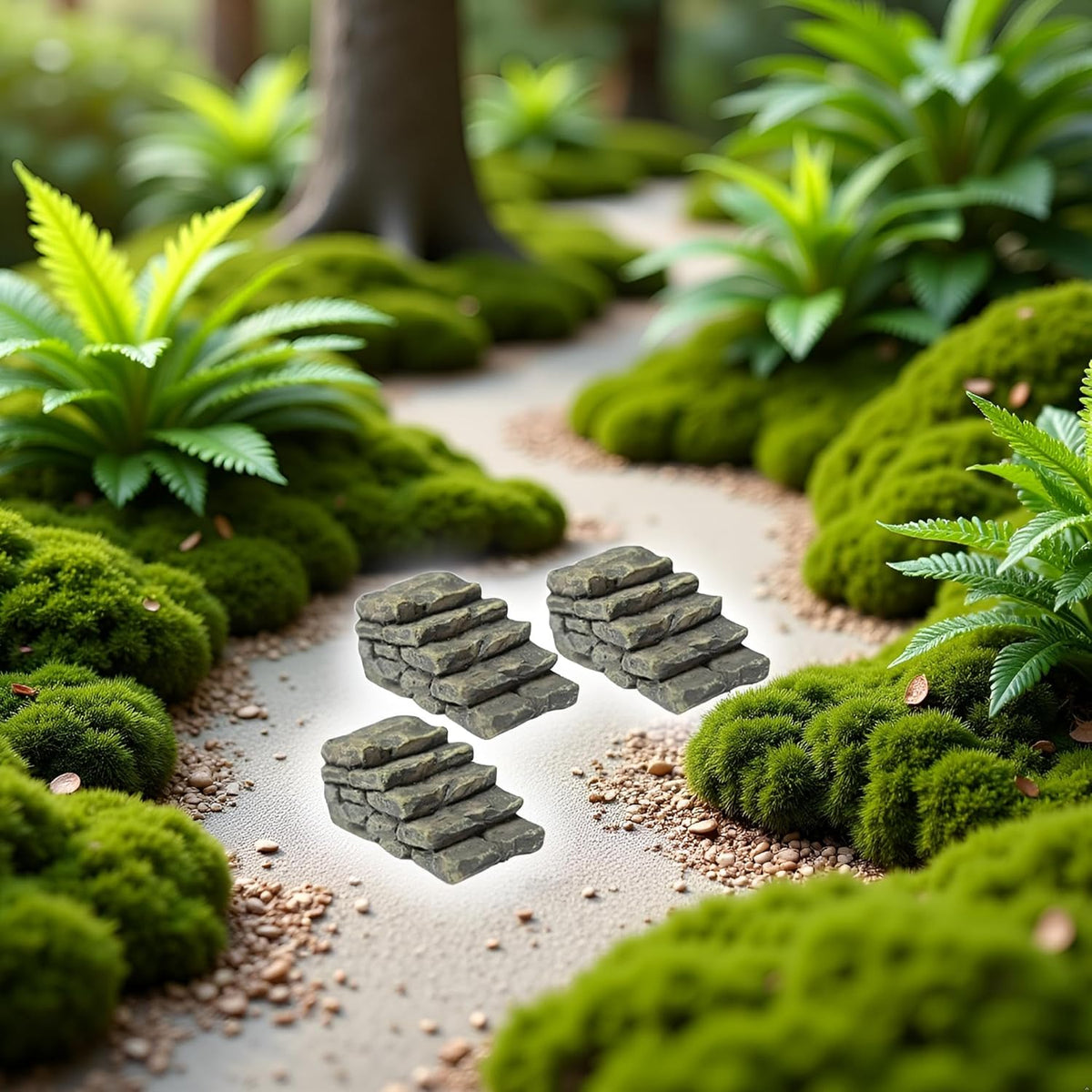3 Pcs Miniature Resin Bridge Stair Stone Straight Bridge Stairs Stone Steps Garden Fairy Ornament