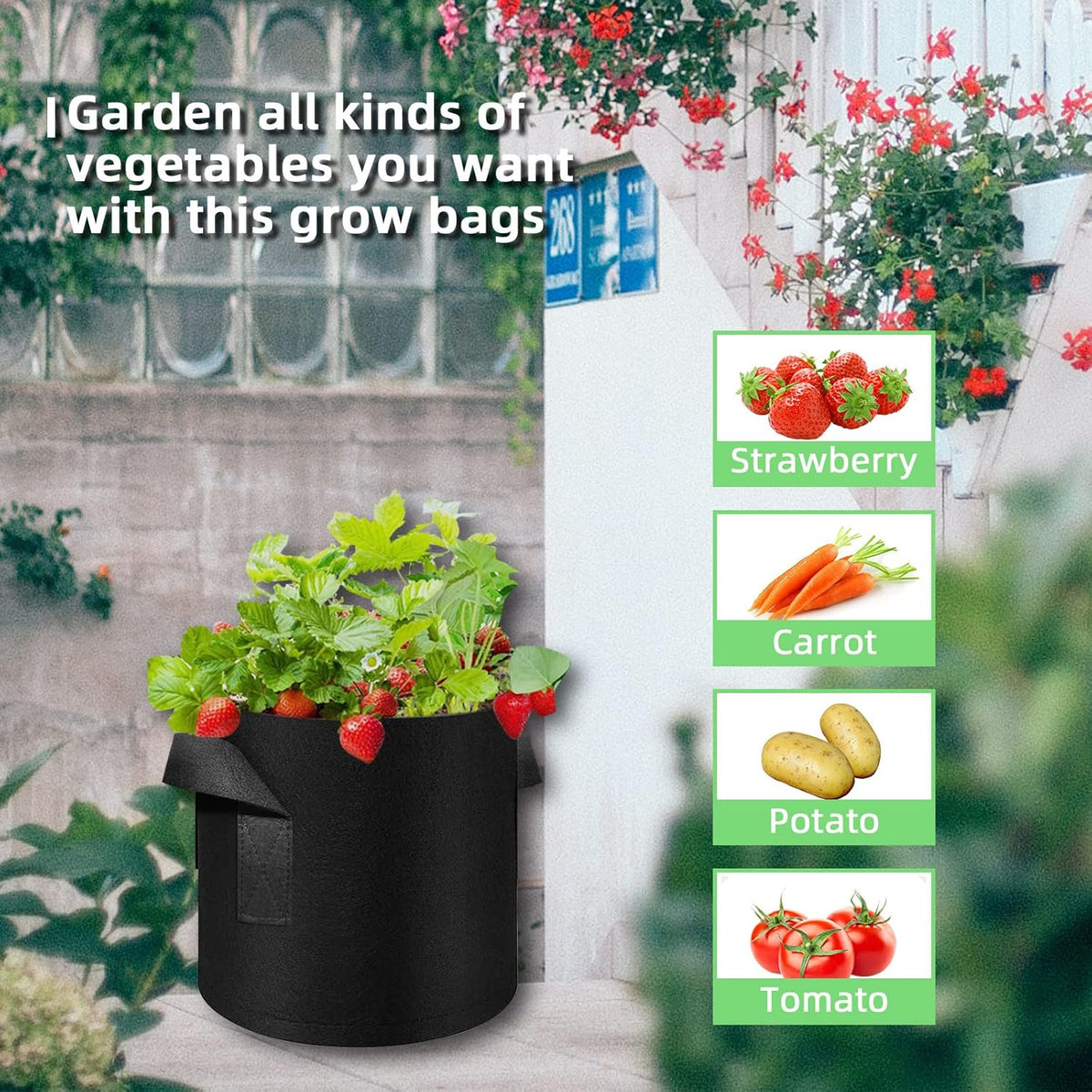 7 Gallon Garden Grow Bags, 60 Pack 7 Gal Planter Fabric Pot, Nonwoven Grow Bags Heavy Duty Aeration
