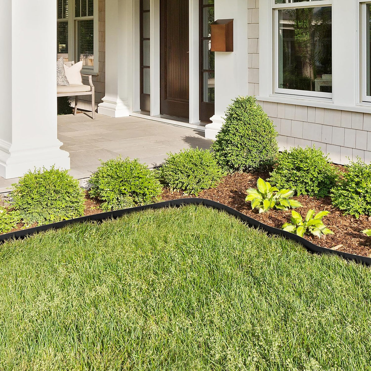KOL Galvanized Steel Flexible Garden Lawn Edging, 10-Pack Black Metal Landscape Edging Strips