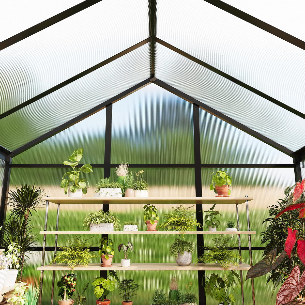 Garvee 6 x 10 FT Greenhouse, Greenhouses for Outside, Polycarbonate Greenhouse with Aluminum Frame