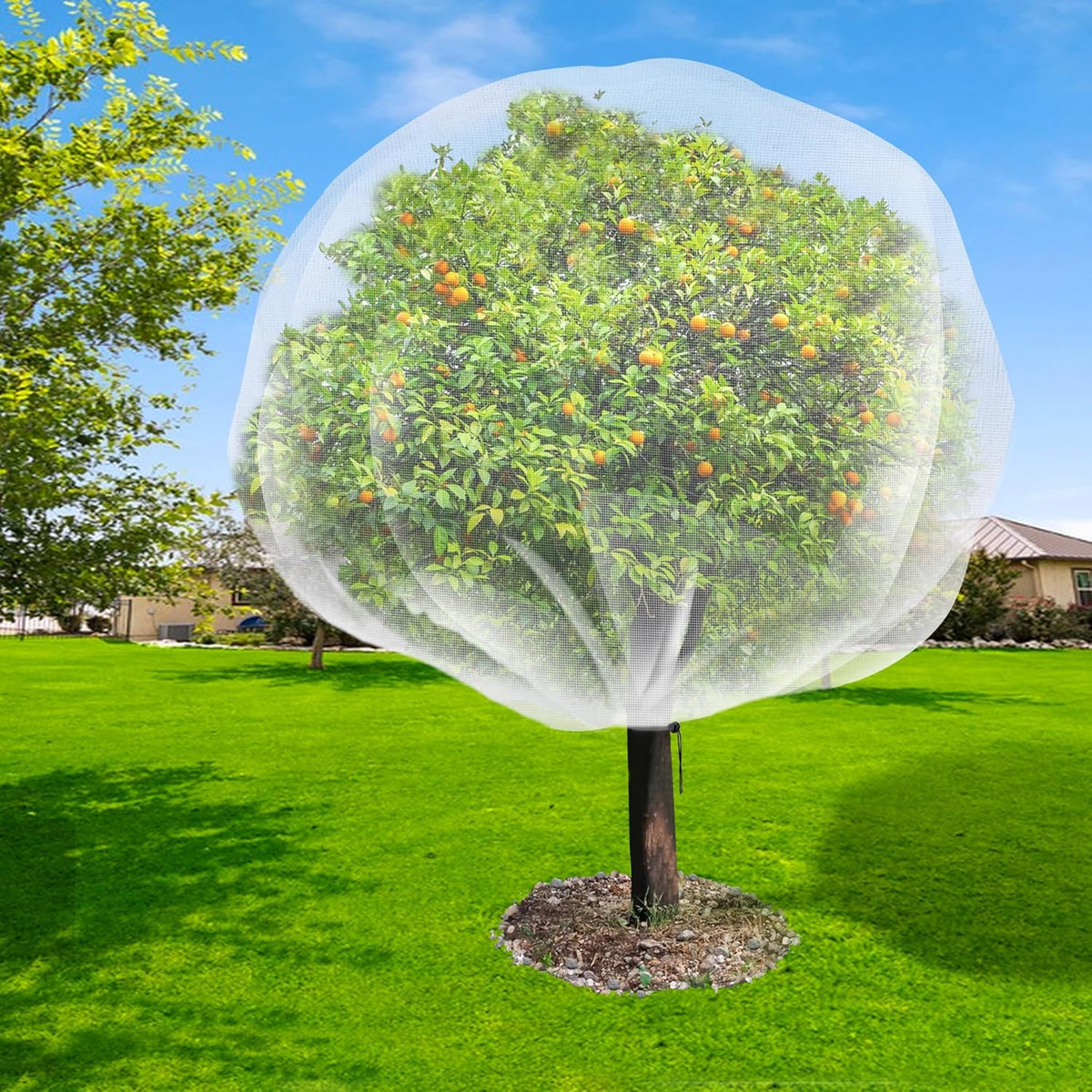 2 Pcs Fruit Tree Netting, 7 x 8 Ft Large Insect Bird Barrier Tree Net with Drawstring, Garden Bird