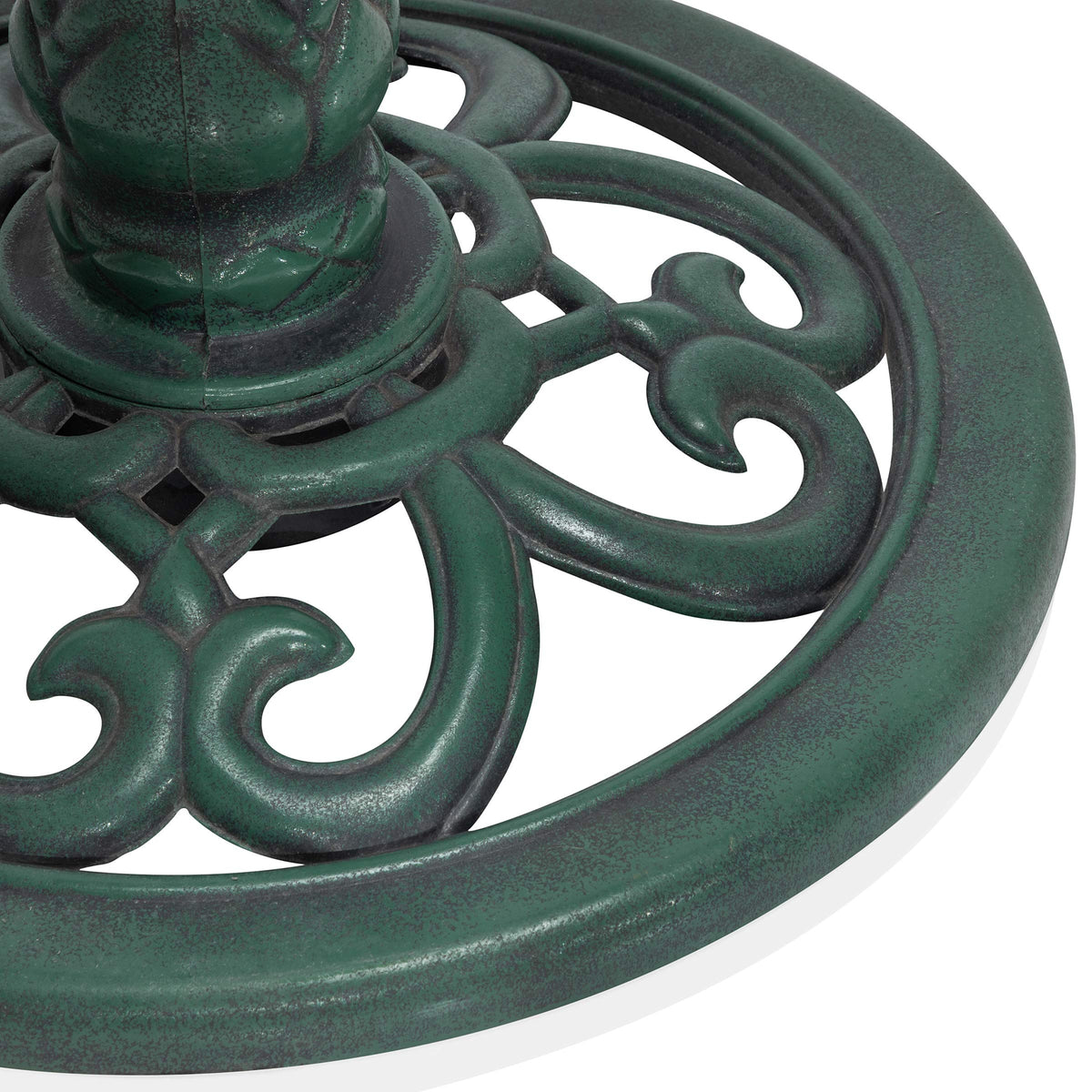 Alpine Corporation TEC116 Outdoor Aged Green Pedestal Birdbath with Scrollwork, 28" Tall, Green