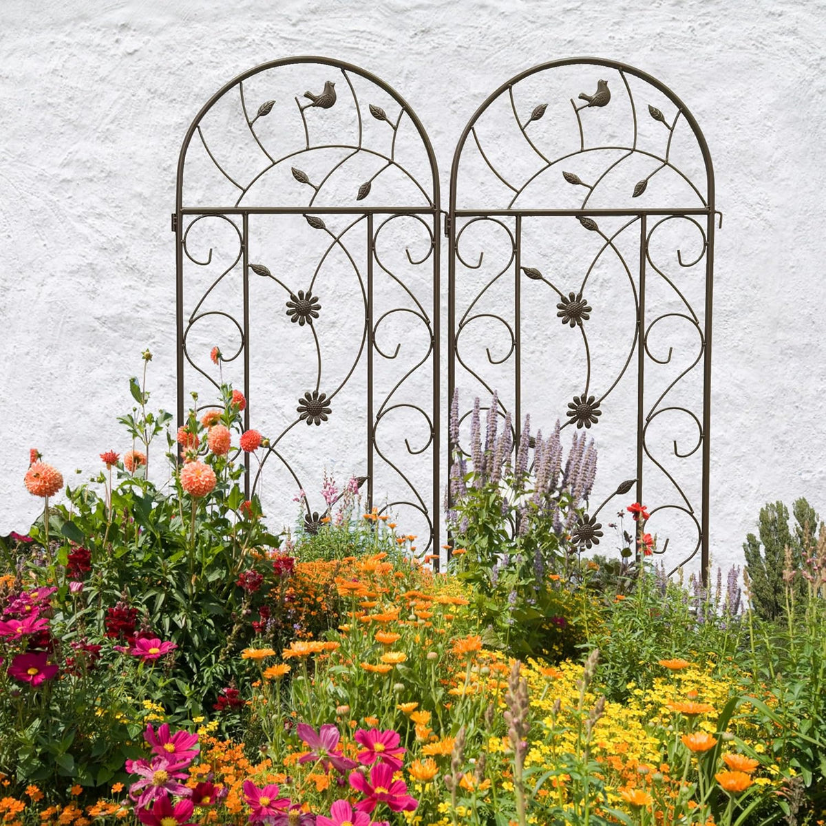 2 Pack Metal Garden Trellis 86.7" Tall Outdoor Climbing Plant Support for Roses, Flowers, Rustproof