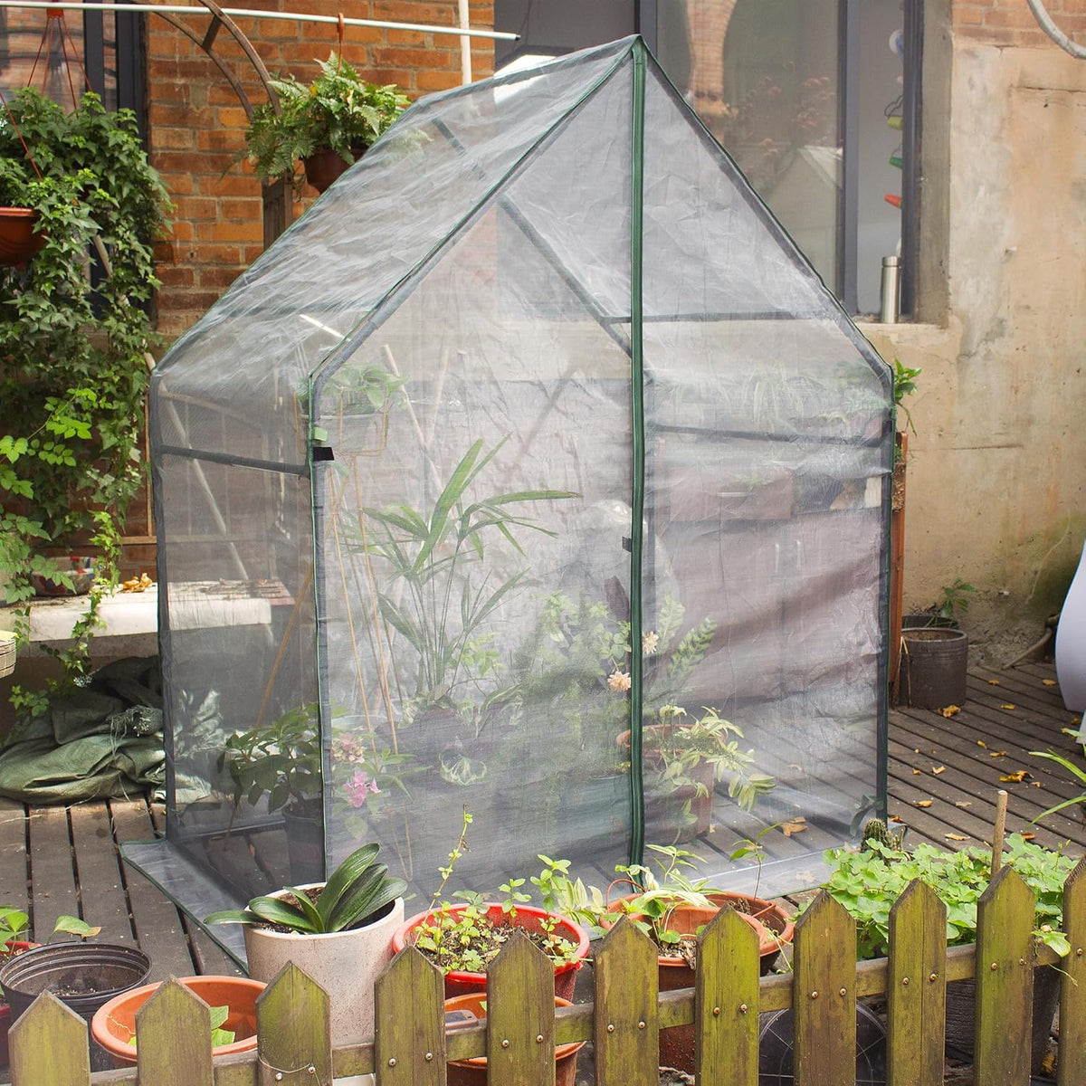 Gardzen Mini Greenhouse with Mesh Cover, Portable Outdoor Greenhouse, Enhanced Ventilation, Ideal