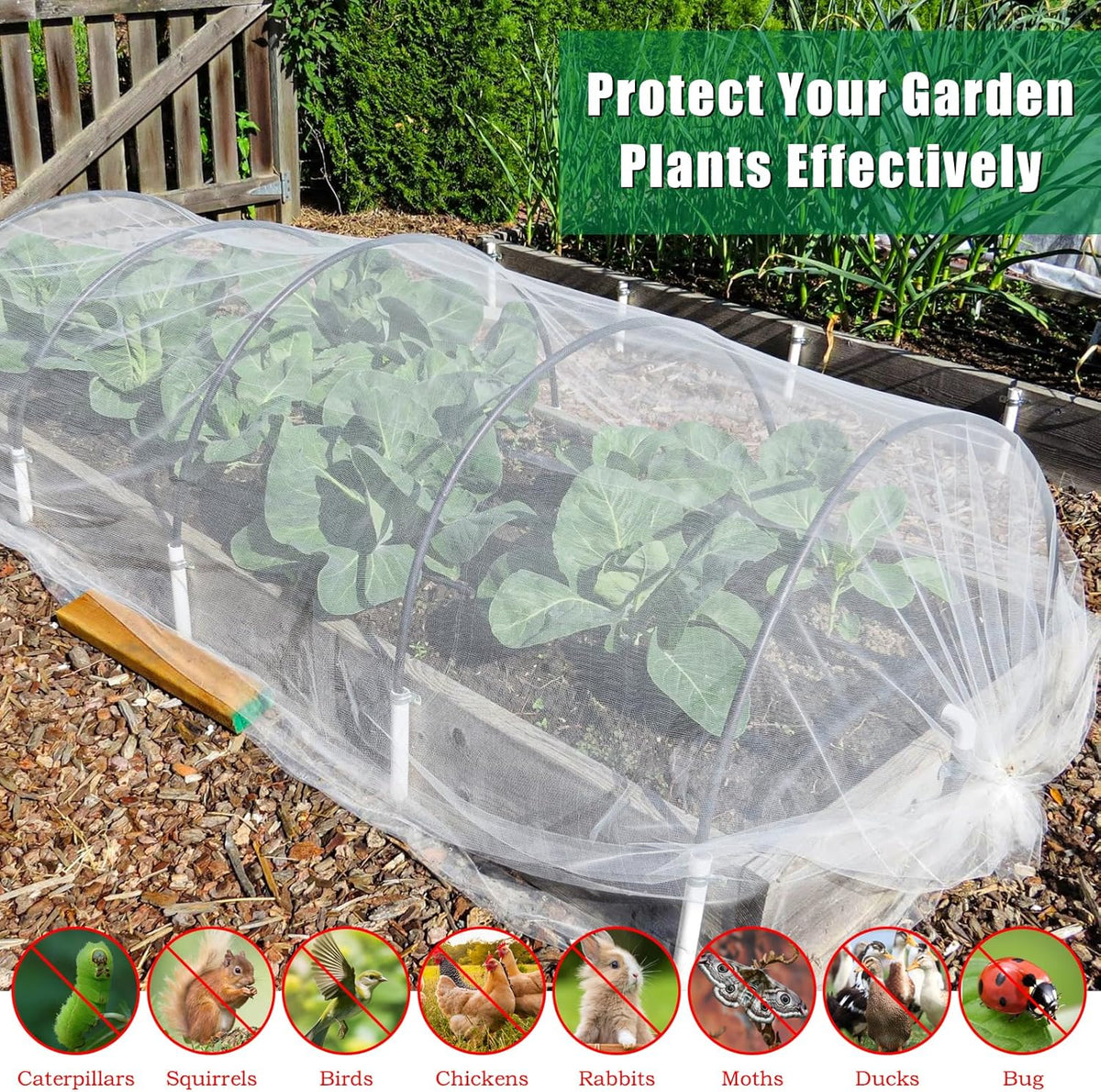 10 X 50 FT Garden Mesh Netting Pest Barrier for Raised Beds, Fruit Tree Netting for Cicadas, Bird