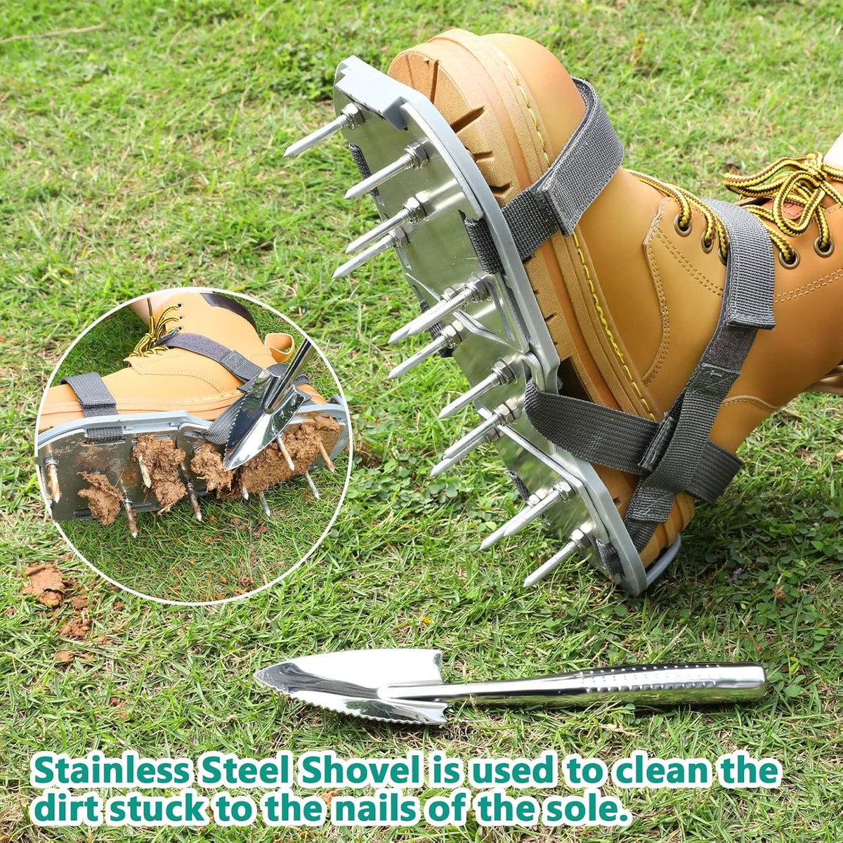 Lawn Aerator Shoes for Grass - Pre-Assembled Grass Aerator Shoes for Lawn - Soil Yard Aerator Tool