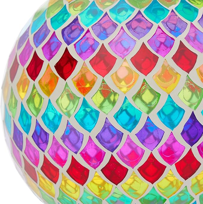 Alpine Corporation - Outdoor Glass Gazing Globe with Mosaic Teardrop Design -10 Inch Diameter