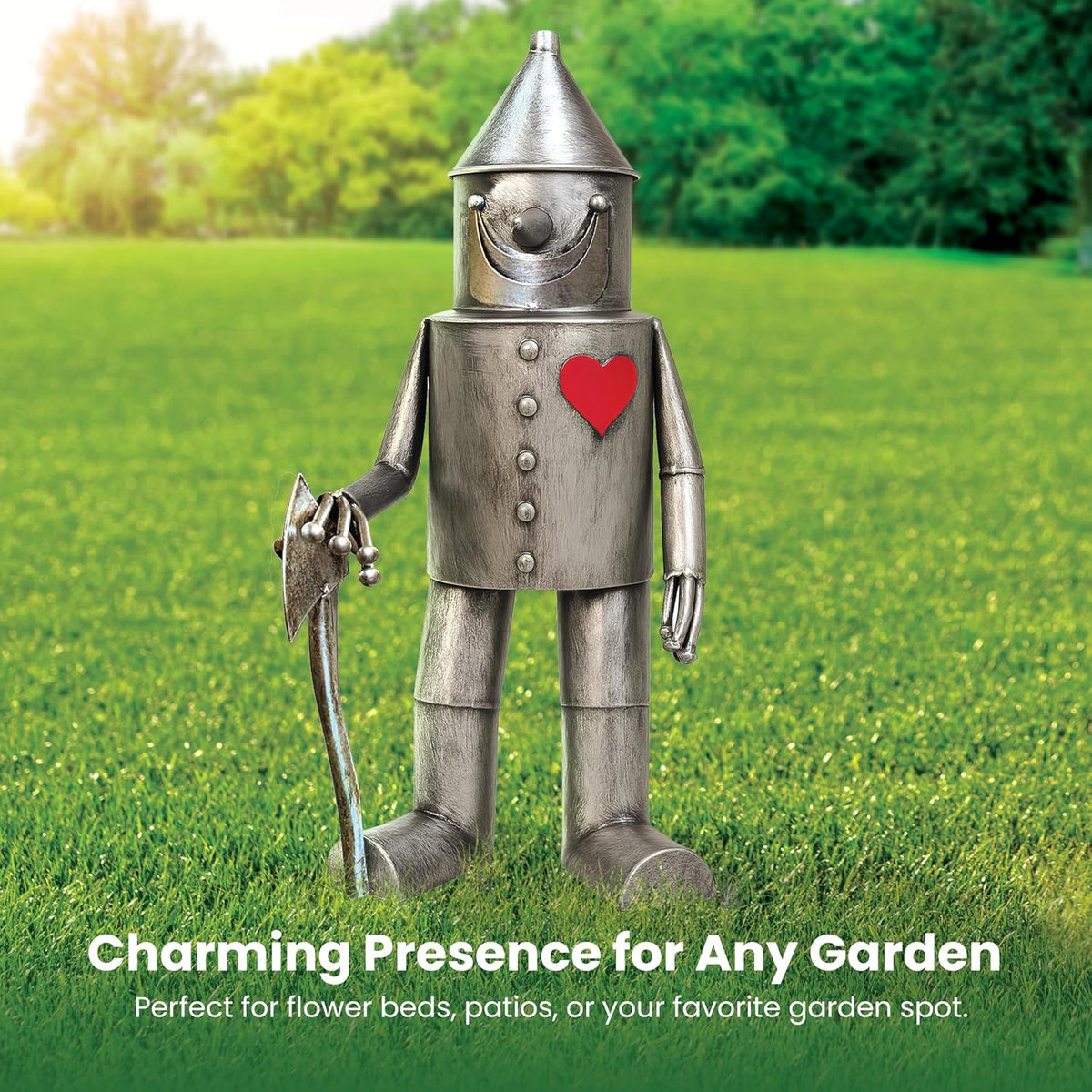 Tin Man Outdoor Statue – Whimsical Metal Yard Decor for Lawn or Patio – Unique Weatherproof