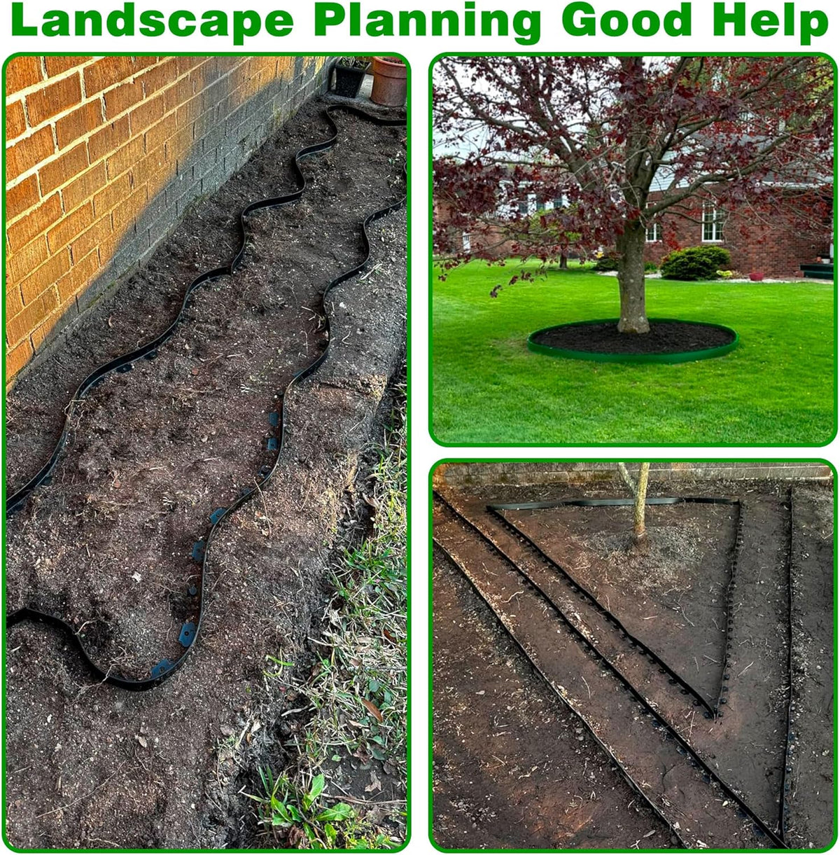 Landscape Edging Border 33 FT 2 Inch Tall with 60 Spikes, Plastic Edging for Landscaping, Garden