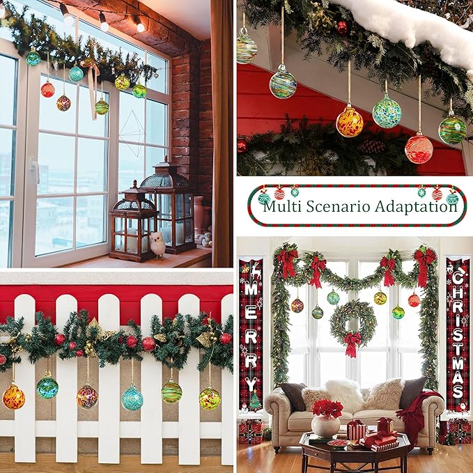 6 Pcs Blown Glass Ornaments Balls, 2.3inch Hand Blown Glass Christmas Ornaments for Tree, Hanging