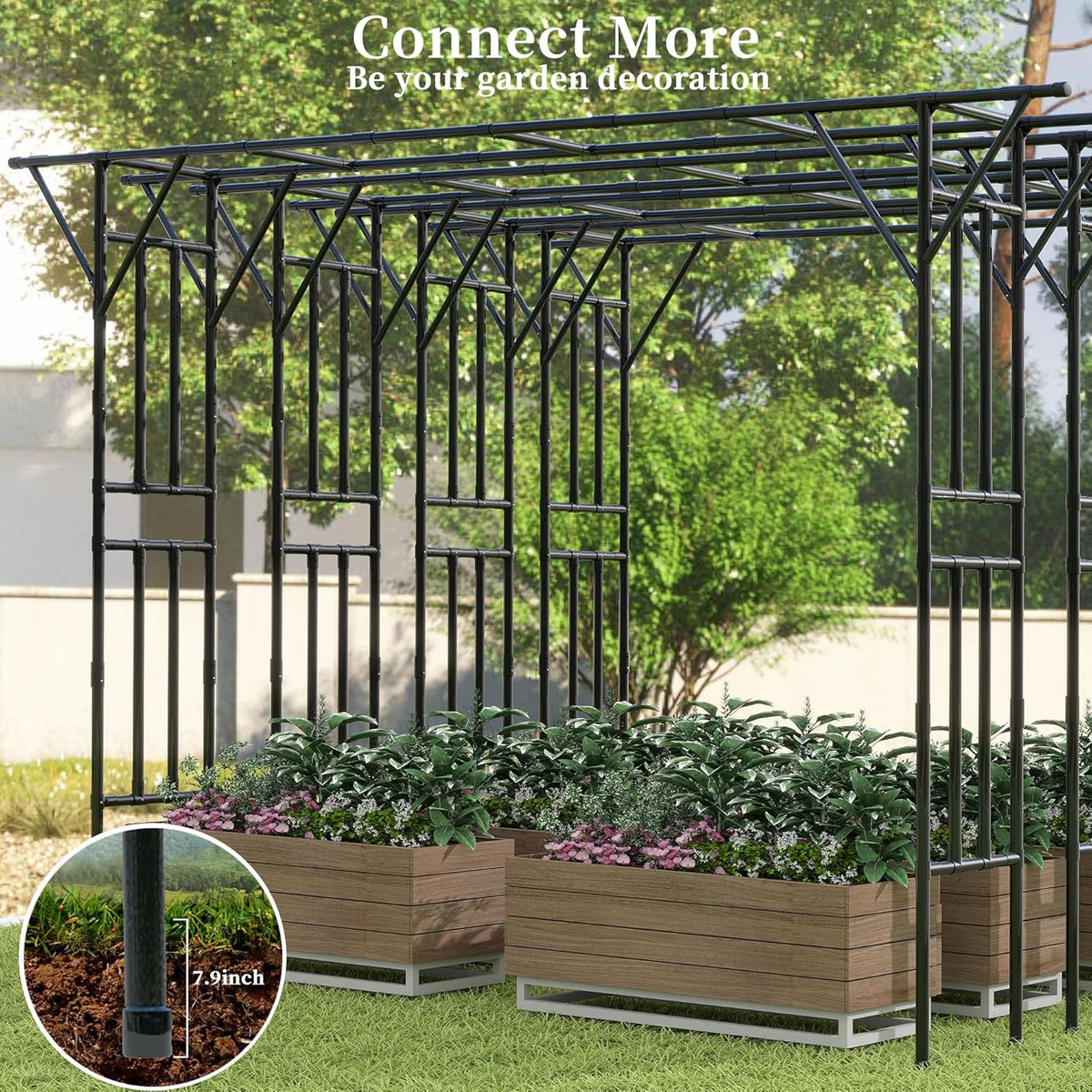 Flat Top Garden Arch Trellis 11FT x 9FT, Super Large Arbor Trellis for Climbing Plants Outdoor