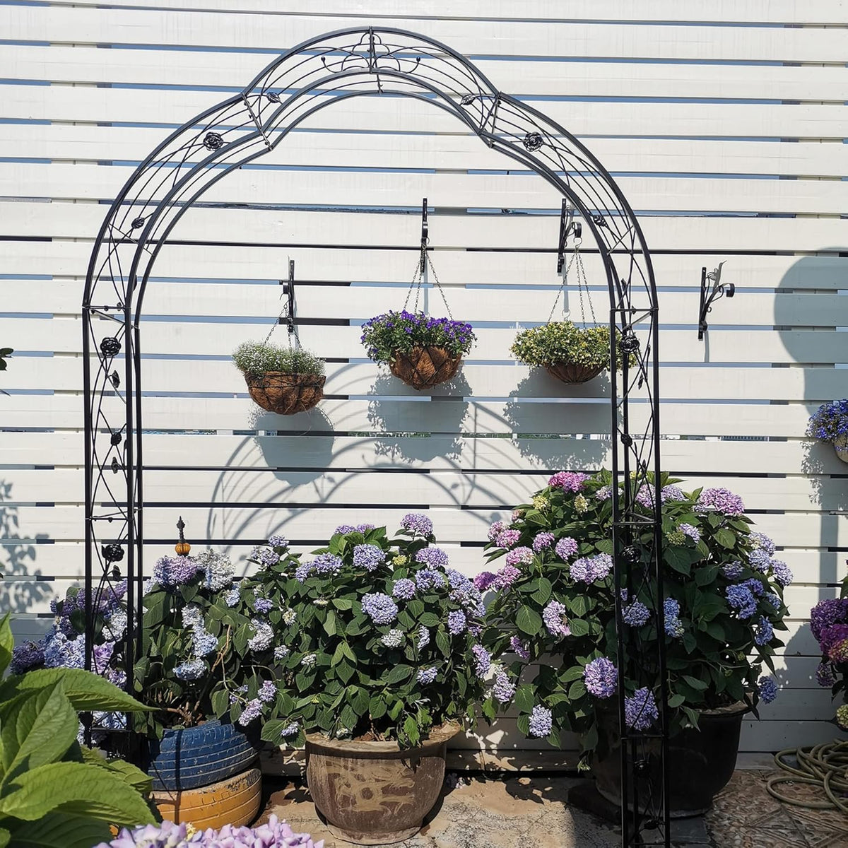 Metal Garden Arch 98.4" H Garden Arbor Trellis for Outdoor Climbing Plants Support Rose Lawn Tall