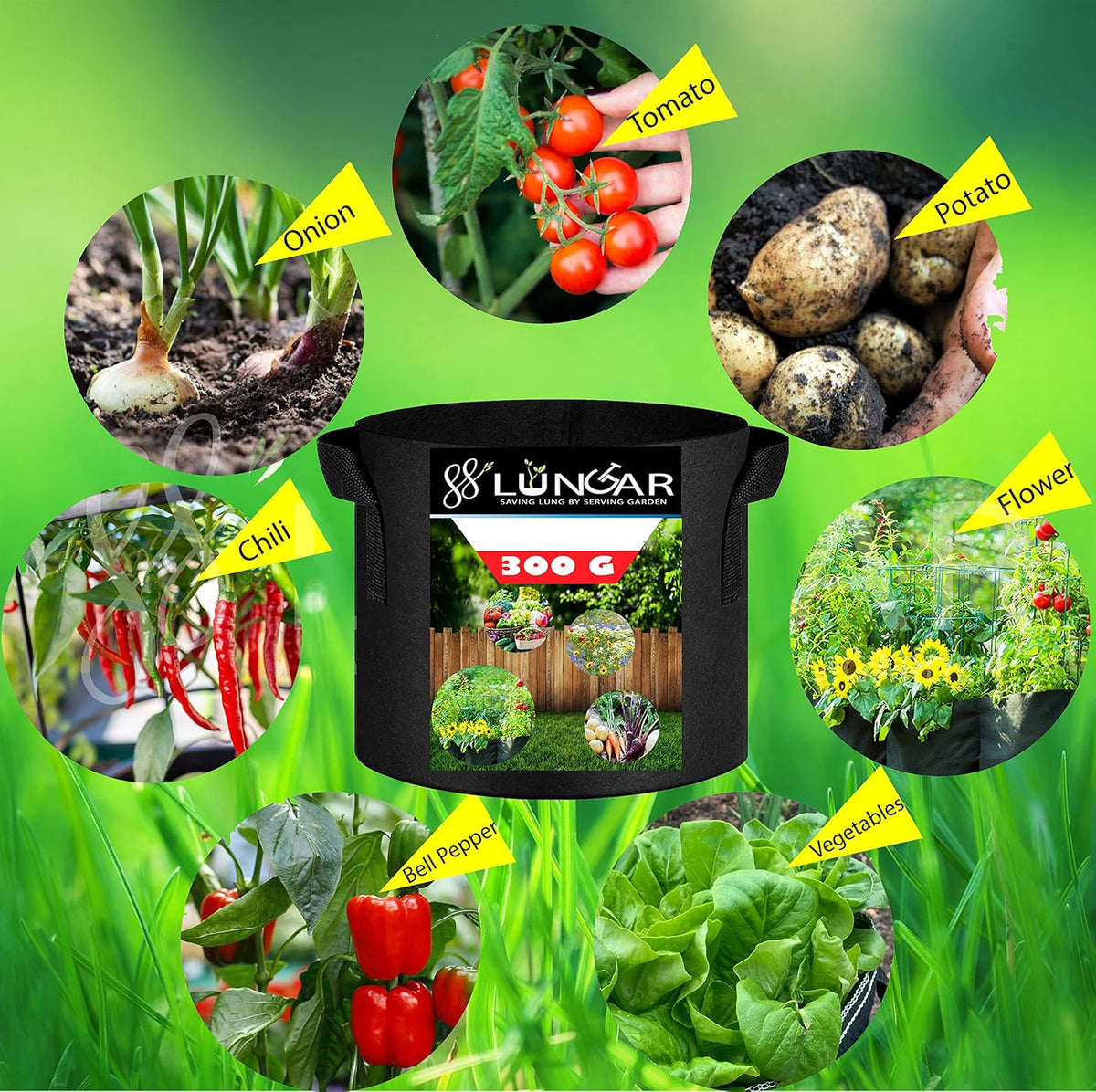 Plant Grow Bags 10 Gallon 5 Packs Planter Pot, Thickest Aeration 300G Non-Woven Fabric, Reinforced
