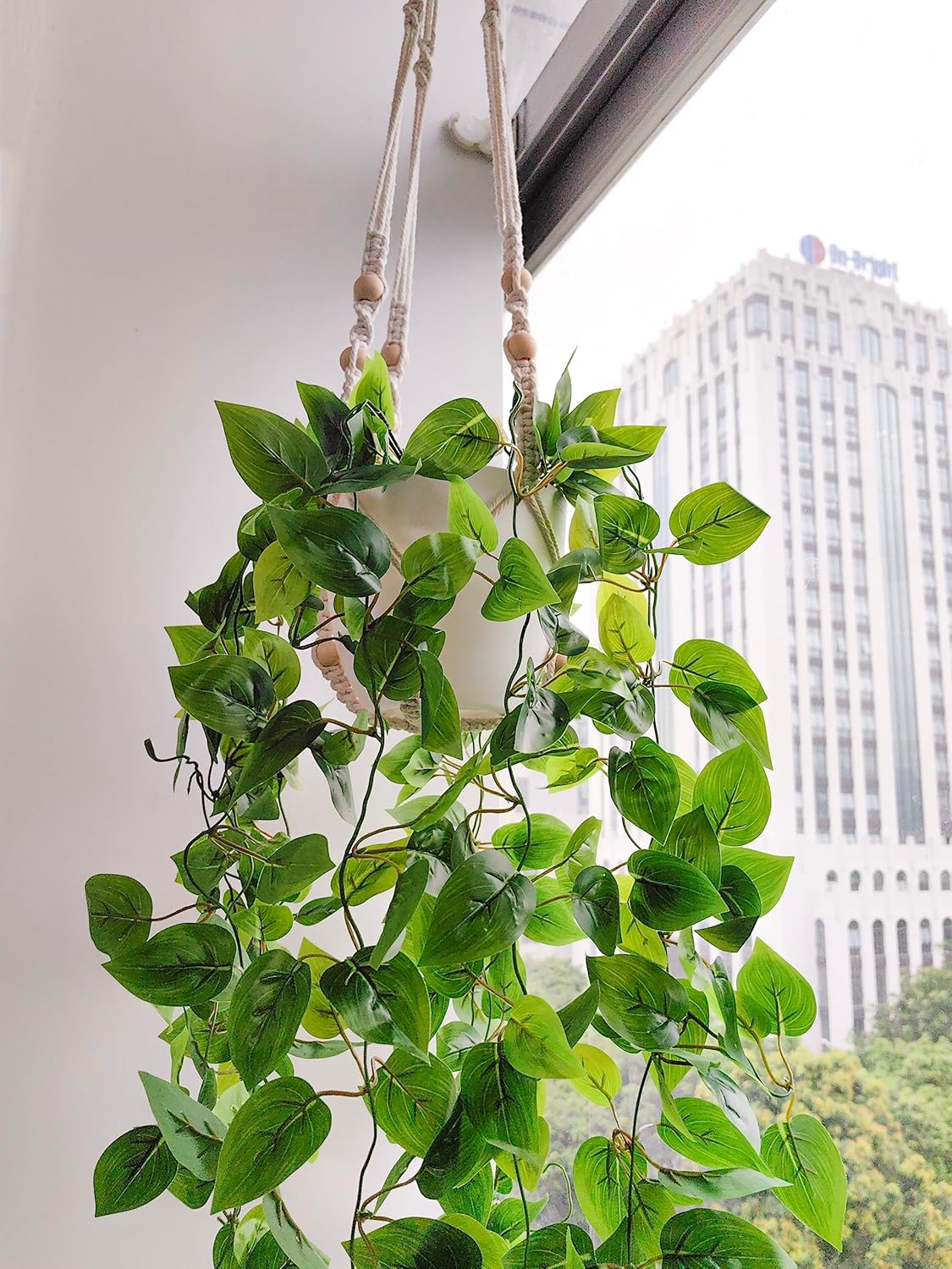 Fake Hanging Plants Artificial Plants for Home Decor Macrame Plant Hanger with Fake Vines Faux