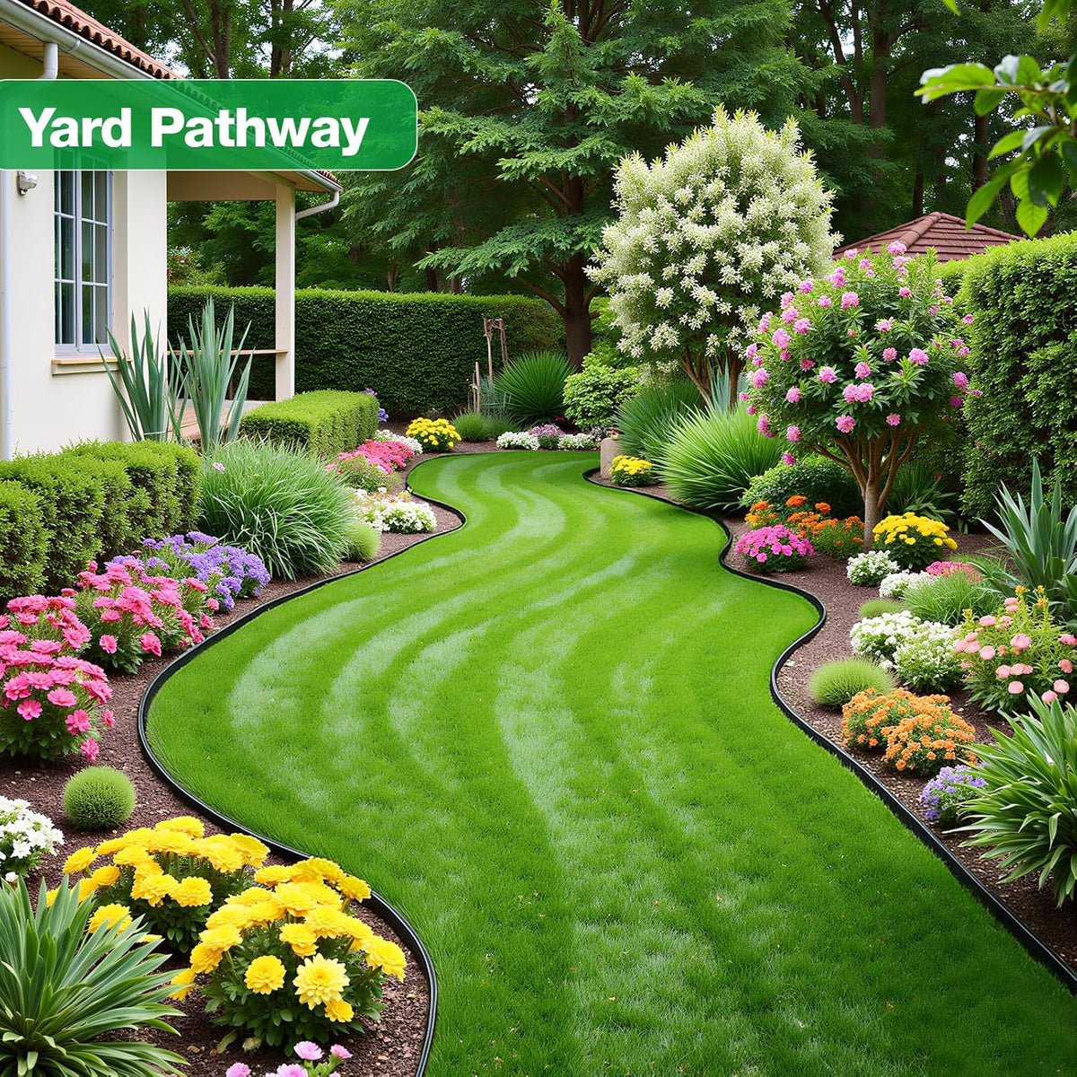 MIXC Garden Edging Border, 100FT 2 Inch Tall Plastic Landscape Edging with 150 Stakes, Flexible