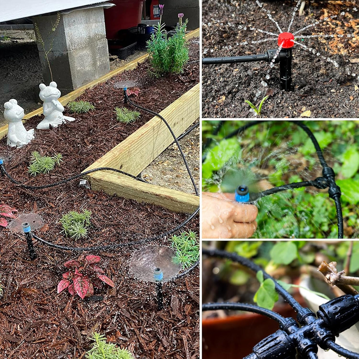 100FT 1/4 inch New Quick-Connect Drip Irrigation Kit Distribution Hose Tubing for Garden Irrigation