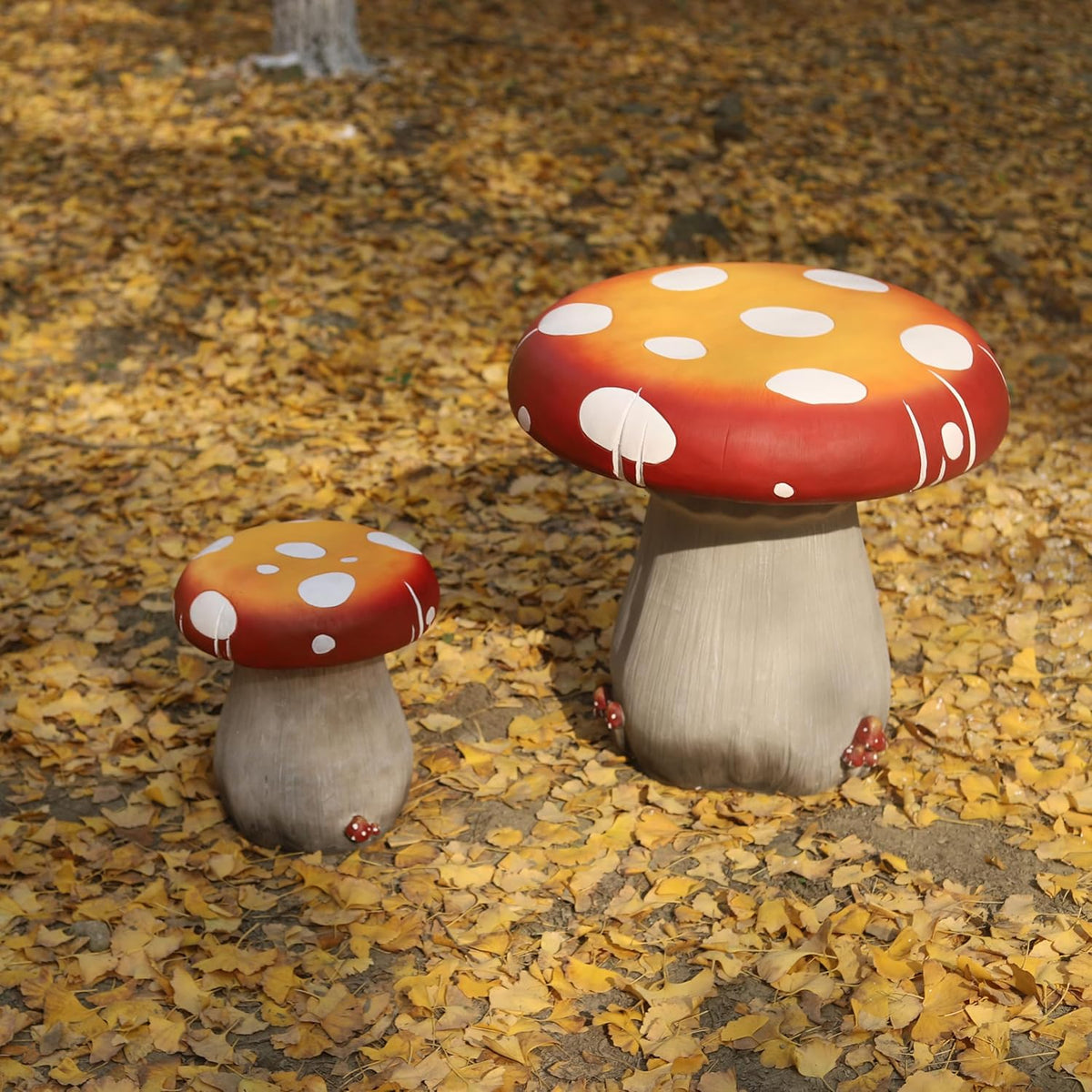Mushroom Resin Statue Stool Over Sized Sculpture Courtyard Lawn Pond Ornament Garden Outdoor Patio