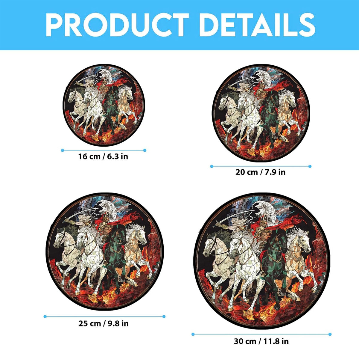 Four Horsemen of The Apocalypse Suncatchers for Windows,6.3” Stained Glass Window