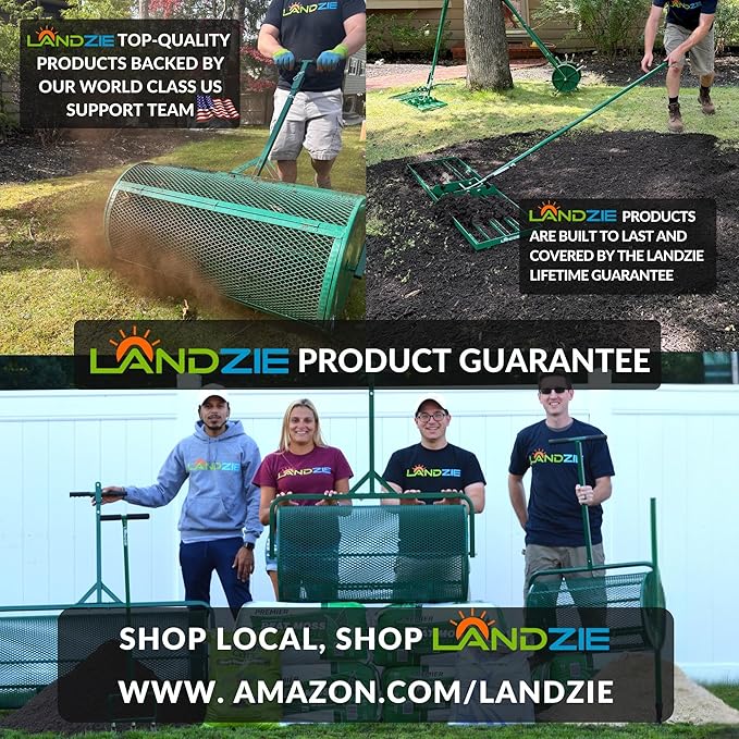 LANDZIE - The Original Lawn Leveling Rake – 48" Steel Handle Yard Leveler, Lawn Level Tool for