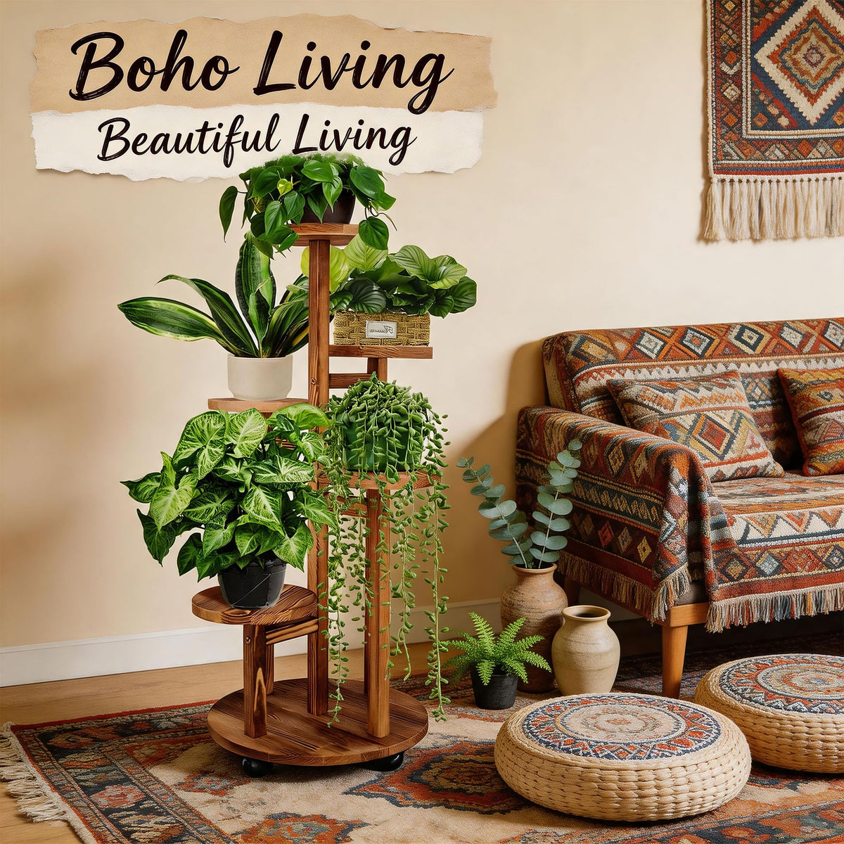 GEEBOBO 5 Tiered Tall Plant Stand for Indoor