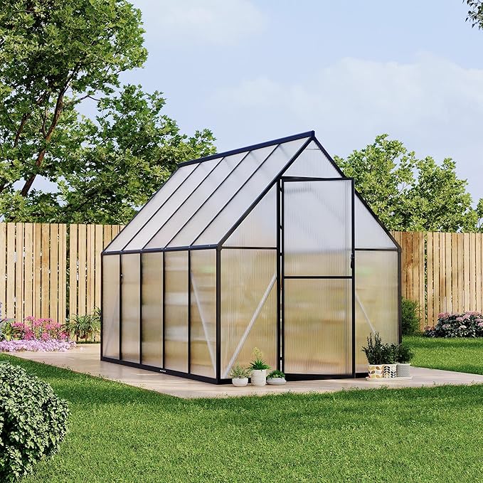 6'x9' Aluminum-Framed Polycarbonate Greenhouse, Heavy Duty Polycarbonate Greenhouse with Quick