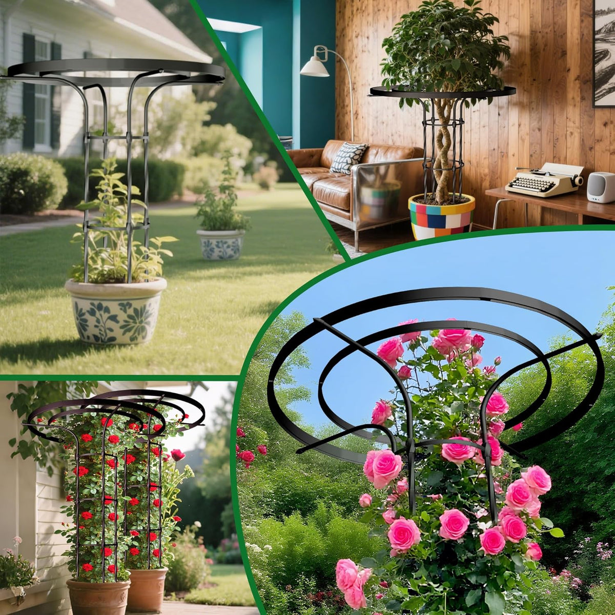 Mushroom Top Trellis for Climbing Plants Outdoor, 4.59FT Decorative Obelisk Plant Support with