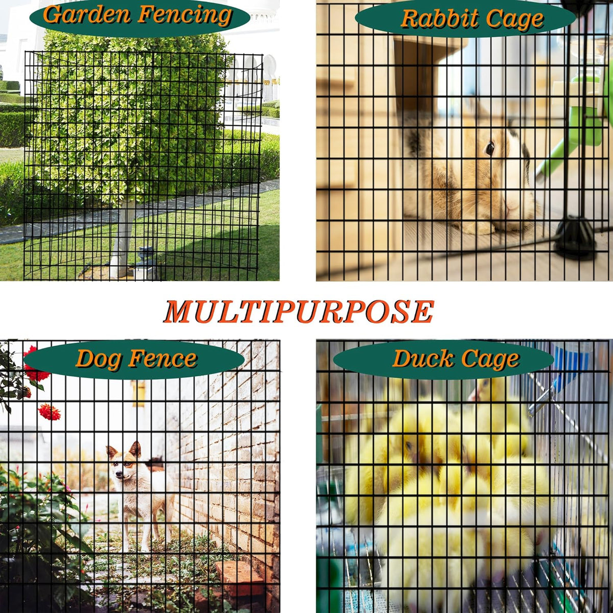 Black Metal Garden Fence, 72inch(H) x 50ft(L), 2 inch x 3 inch,14GA 2/3/4/5/6 Ft Tall Chicken Wire