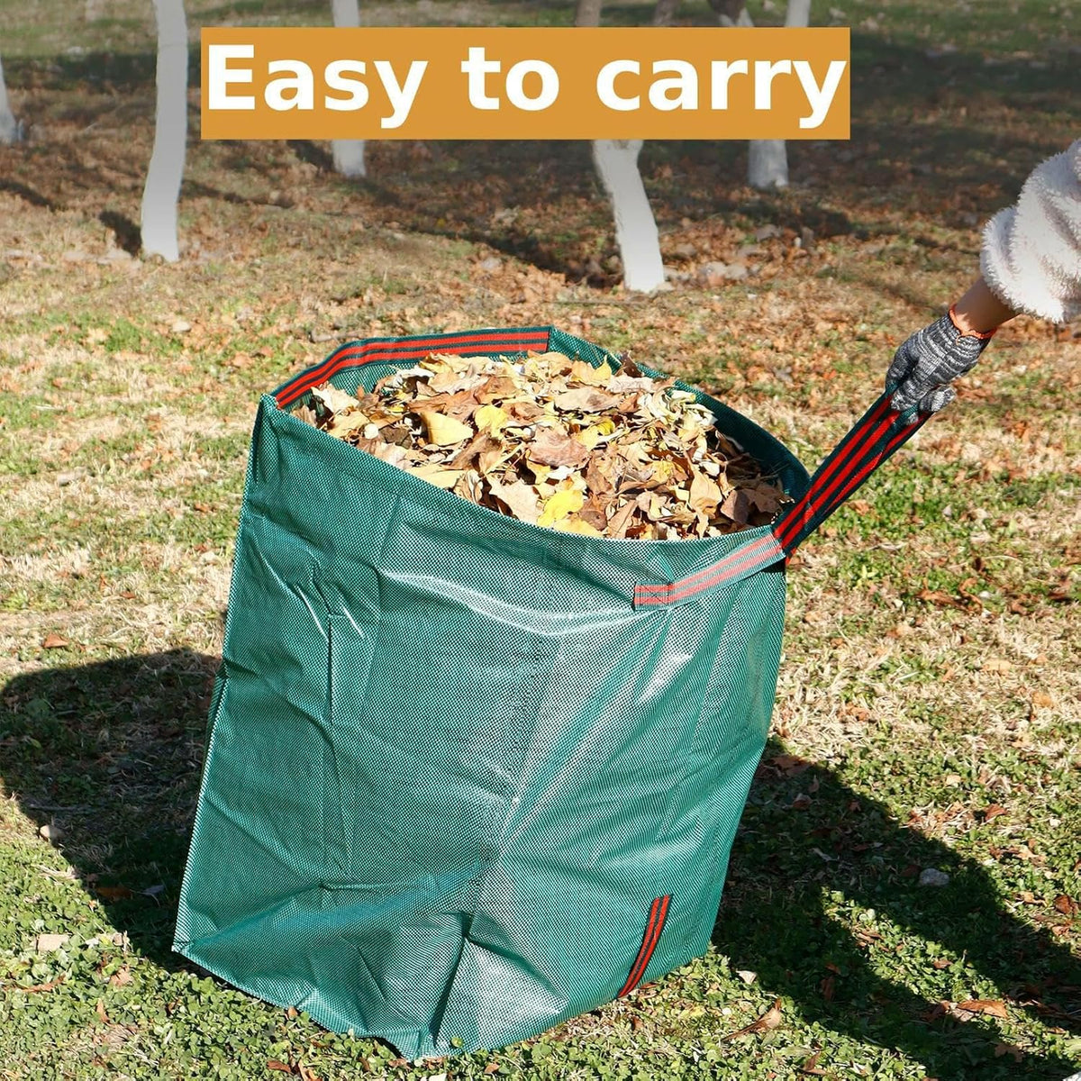 Leaf Rake for Lawns with 53 Gallon Dustpan-Type Leaf Bags,Heavy Duty Metal Garden Yard Rake Long