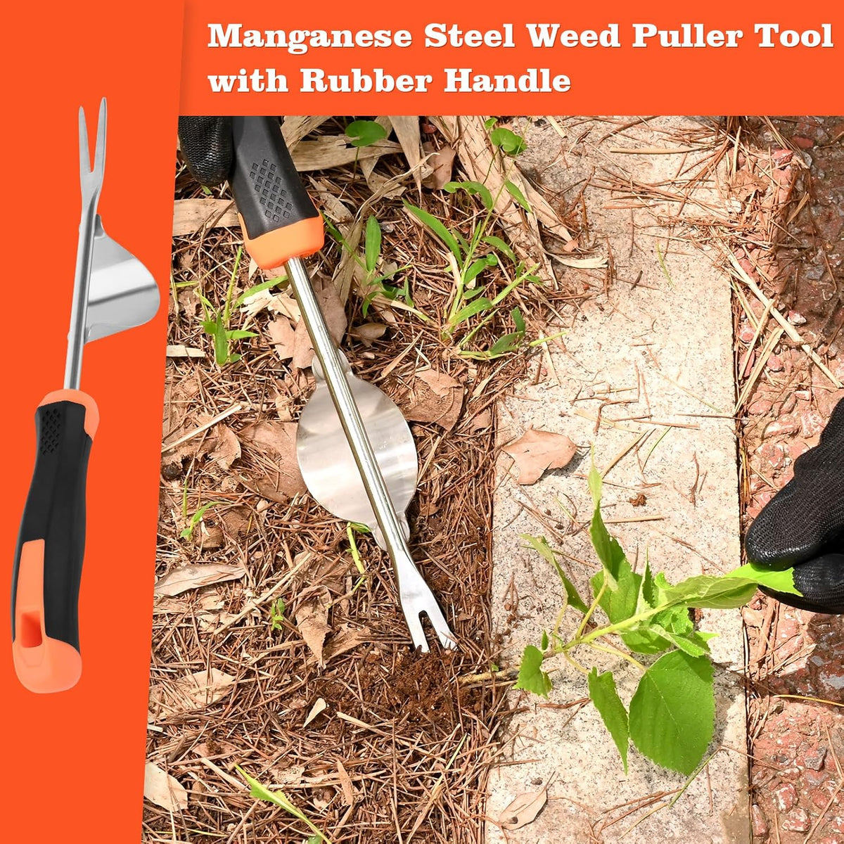 Hand Weeder Tool - V-Shaped Stainless Durable Unique Lever Design Weed Puller Tool with Anti-Slip