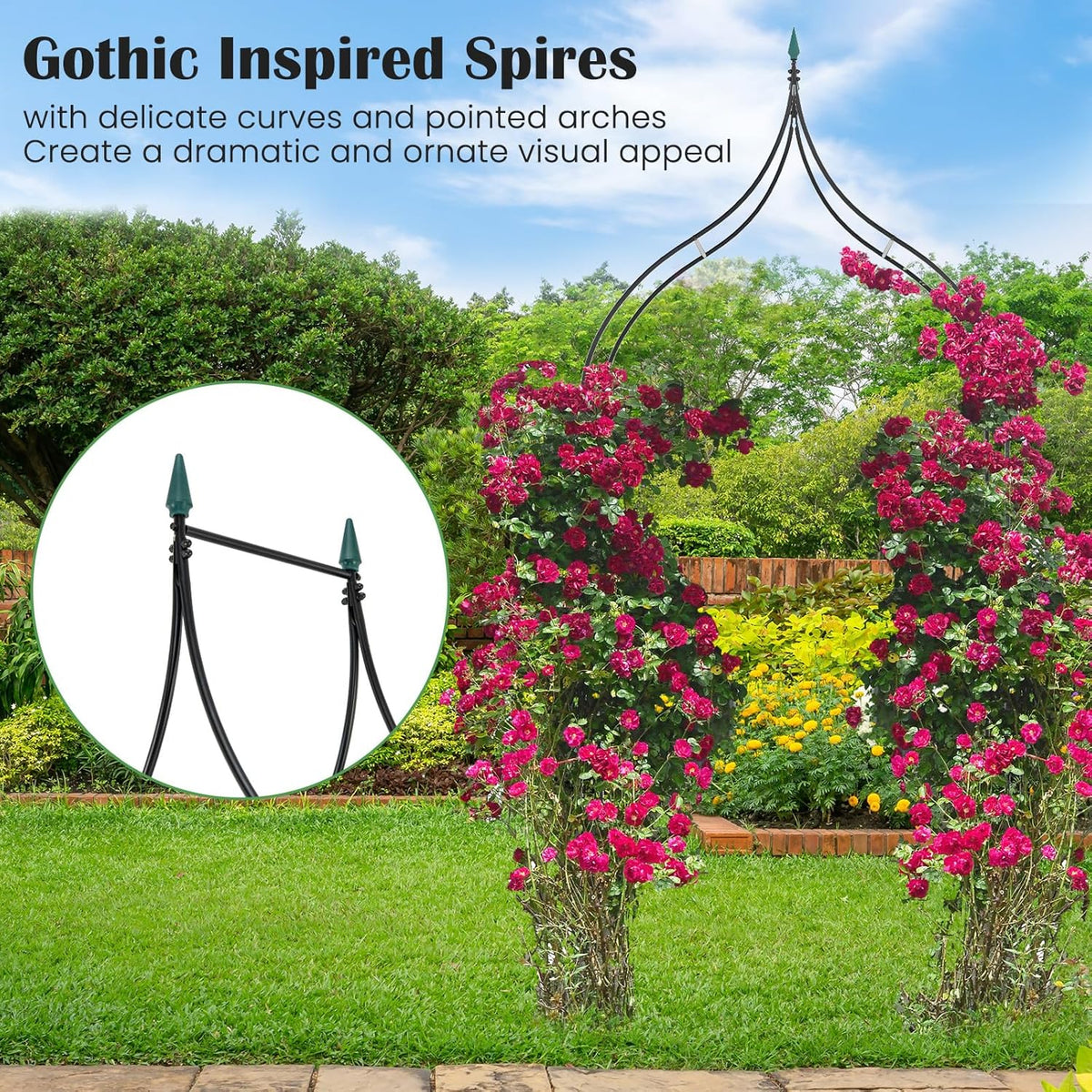 Giantex Metal Garden Arch Trellis - 9.5 FT Wedding Arbor for Ceremony, Garden Arbor for Climbing