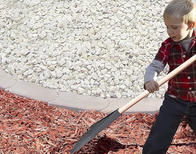 Kids Rake with Hardwood Handle, Durable Plastic Head to Sweep Leaves in Lawn and Tidying Up The