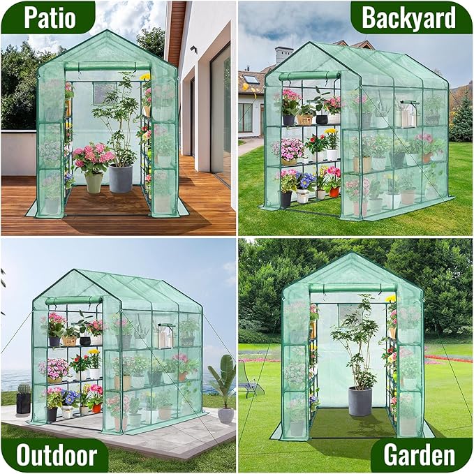 Greengro Greenhouse, 57 x 85 x 76'' Greenhouses for Outdoors, Portable Greenhouse Kit with Mesh