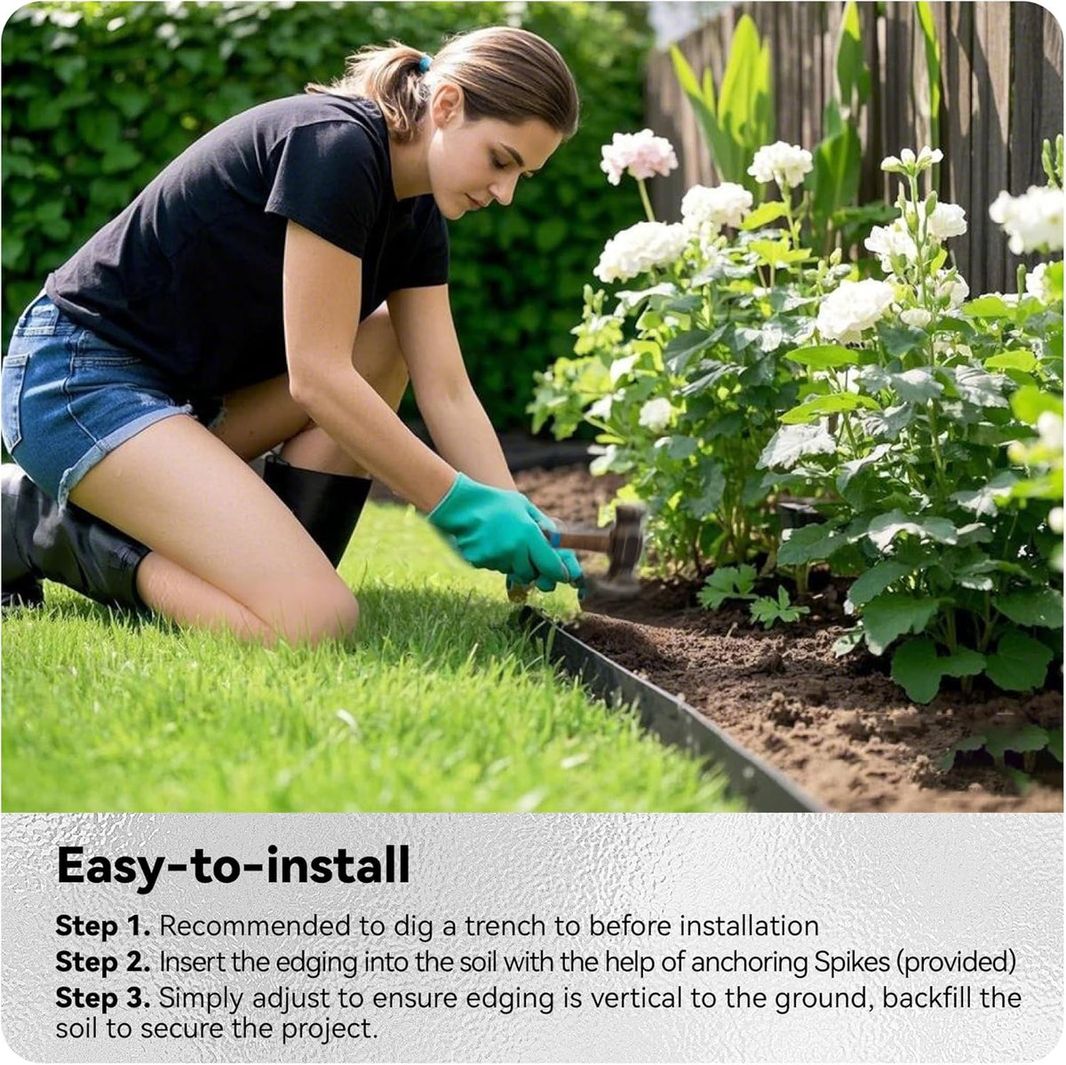 Worth Galvanized Steel Landscape Edging 4.5" x25' Metal Garden Edging Roll Flexible Bender Border