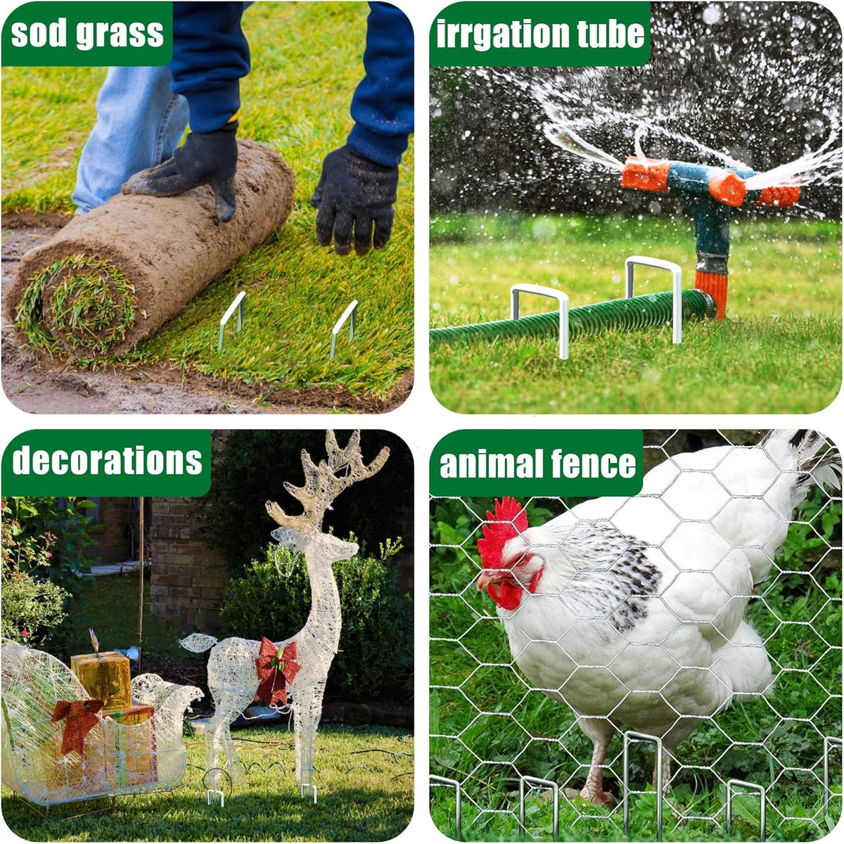 50 Pack Landscape Staples 4 Inch Garden Stakes Galvanized Garden Staples Pins Anti-Rust Ground