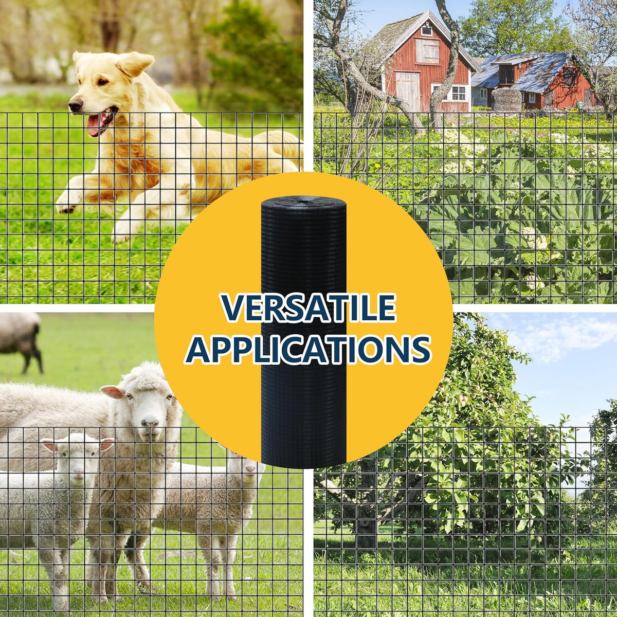 Sunnyglade Hardware Cloth, 1/2 Inch 48" x 100 ft Black Vinyl Metal Mesh Roll, 19 Gauges Chicken