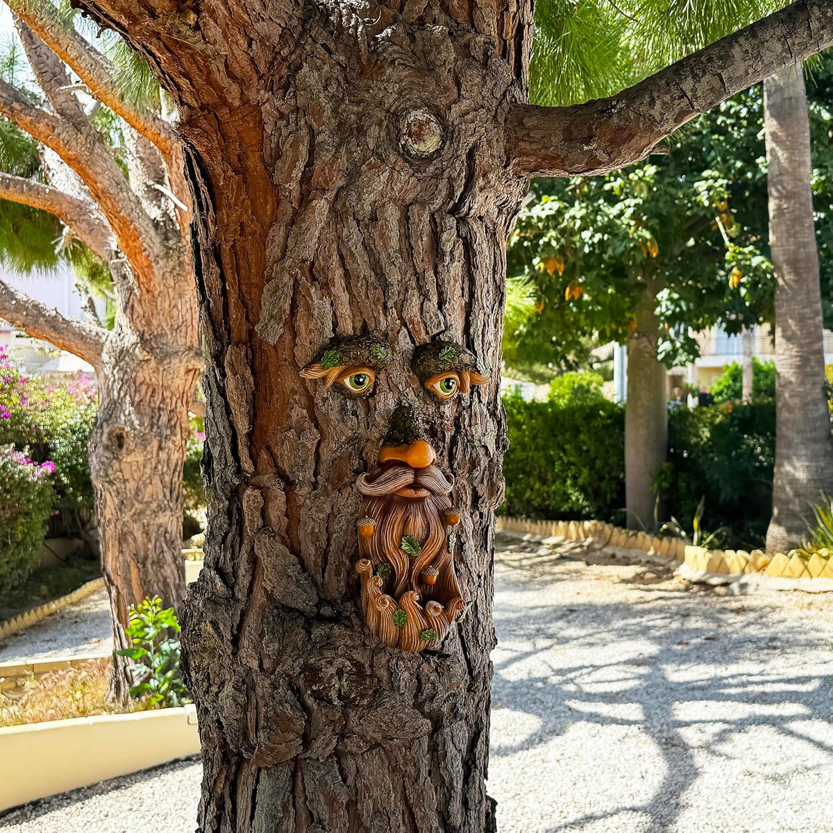 Mood Lab Tree Face Decor - Outdoor Bird Feeder with Acorns - Old Man Tree Face Garden Hugger