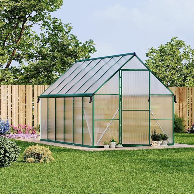 8'X12' Aluminum-Framed Polycarbonate Greenhouse, Heavy Duty Polycarbonate Greenhouse with Quick
