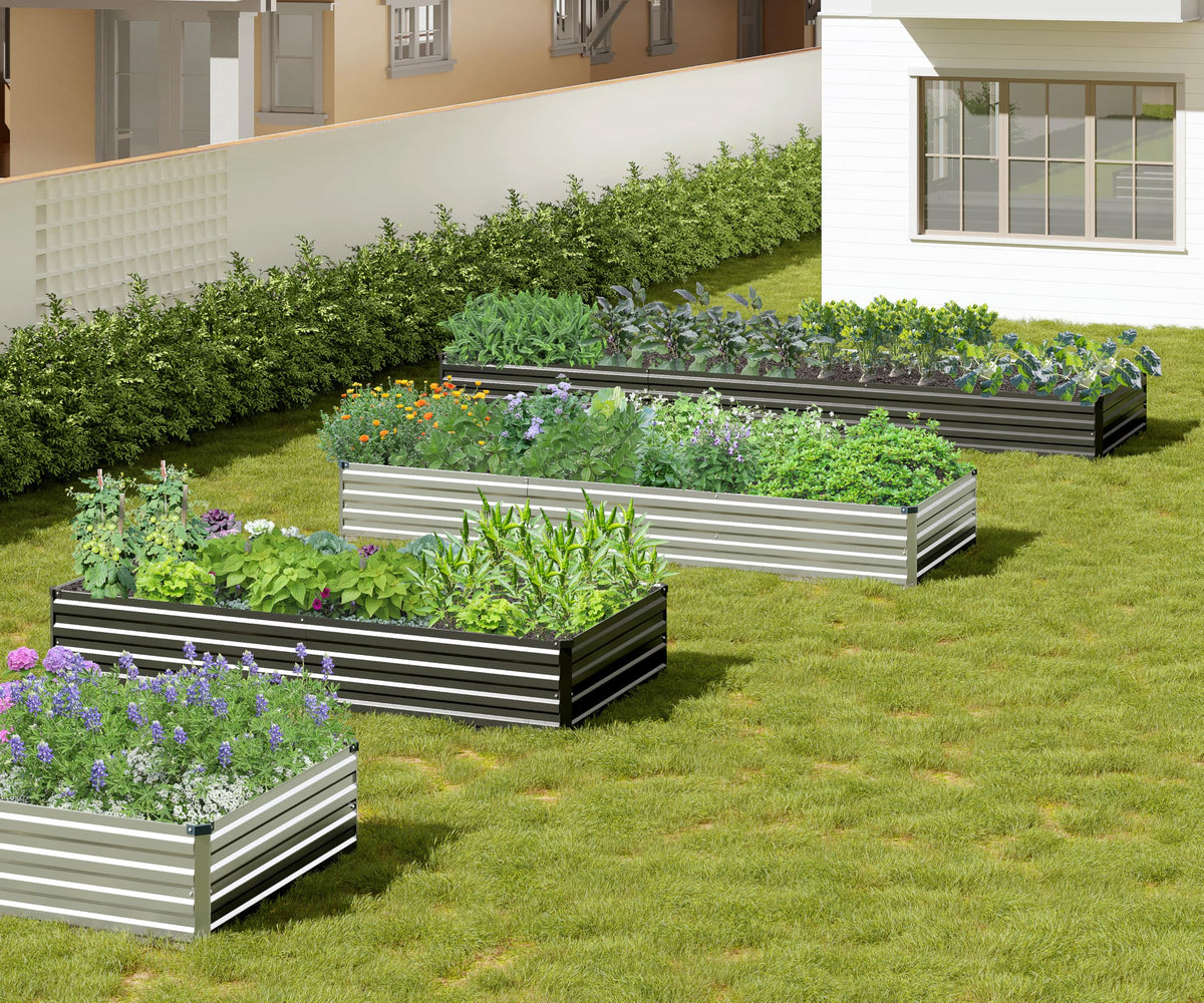 Easllre 2PCS 7x3x1ft Galvanized Raised Garden Bed,Outdoor Planter Box Metal Patio Kit Planting Bed